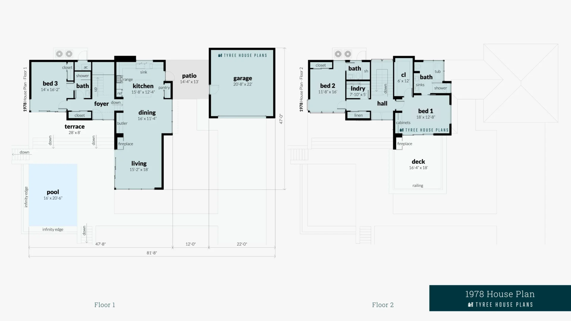 1978 House Plan Floor Artwork by Tyree House Plans