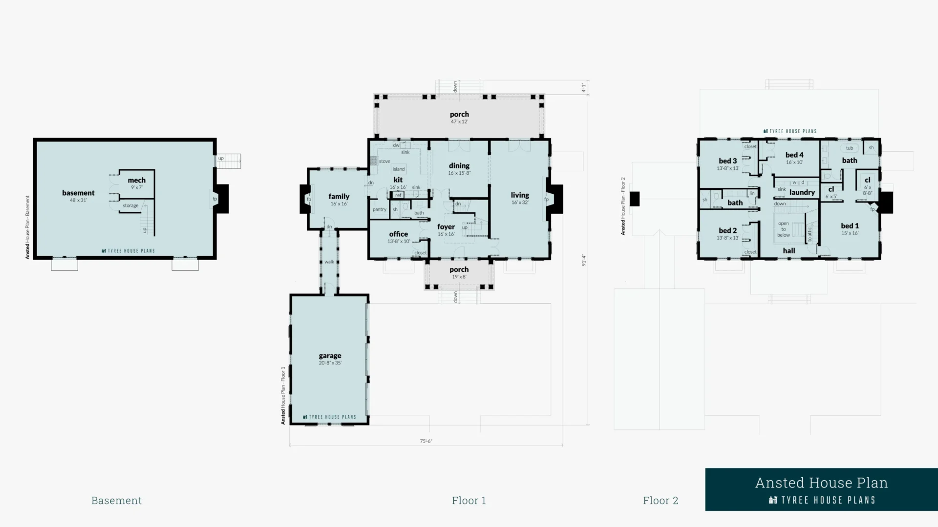 Ansted House Plan Floor Artwork by Tyree House Plans