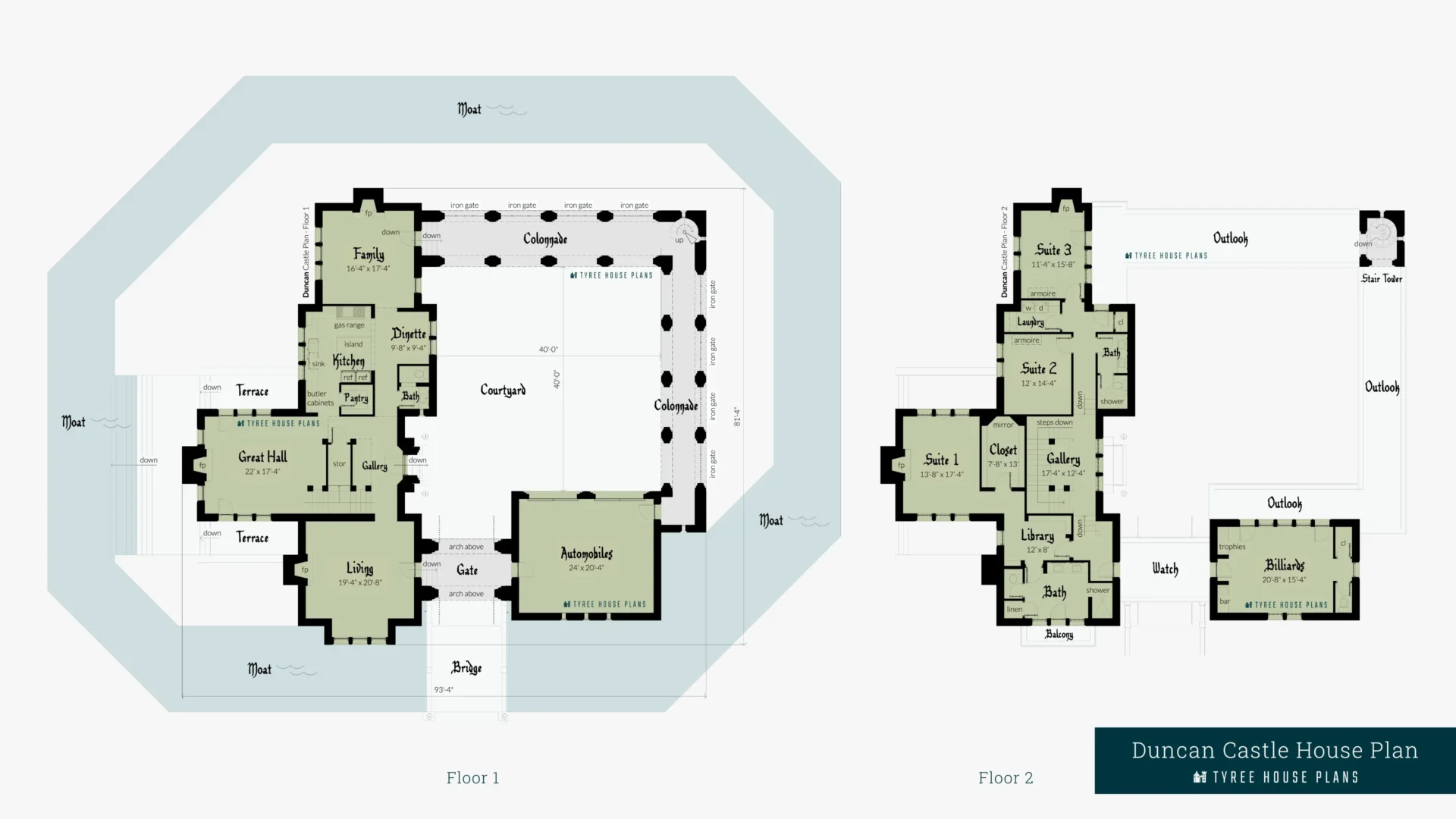 Duncan Castle House Plan Floor Artwork by Tyree House Plans