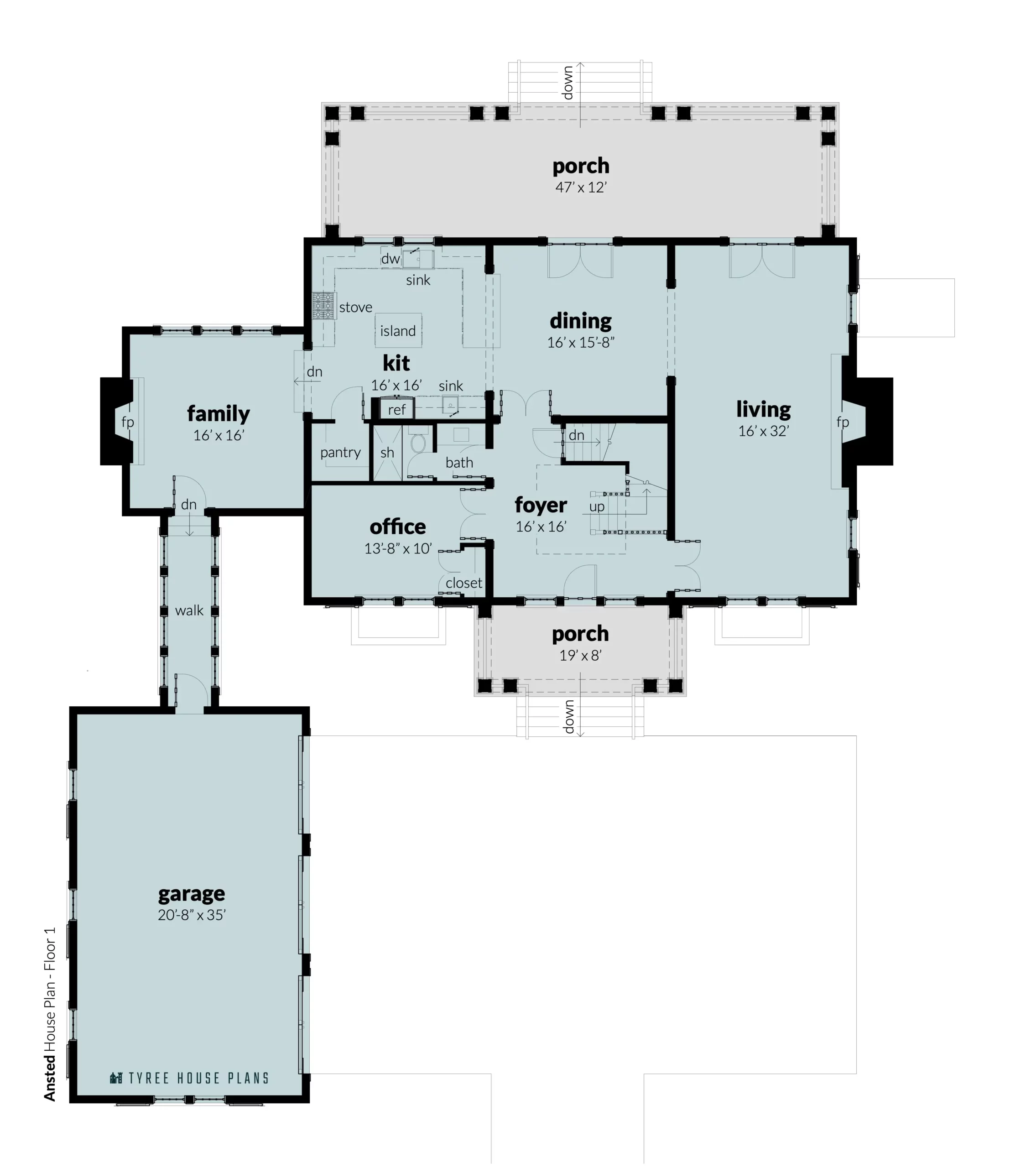 Floor 1. Ansted by Tyree House Plans.