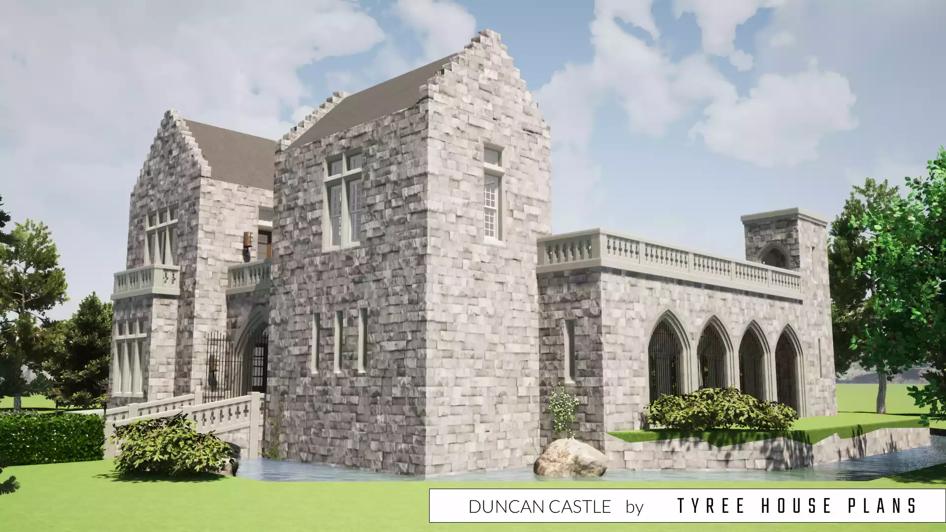 Right side of house. Duncan Castle by Tyree House Plans.