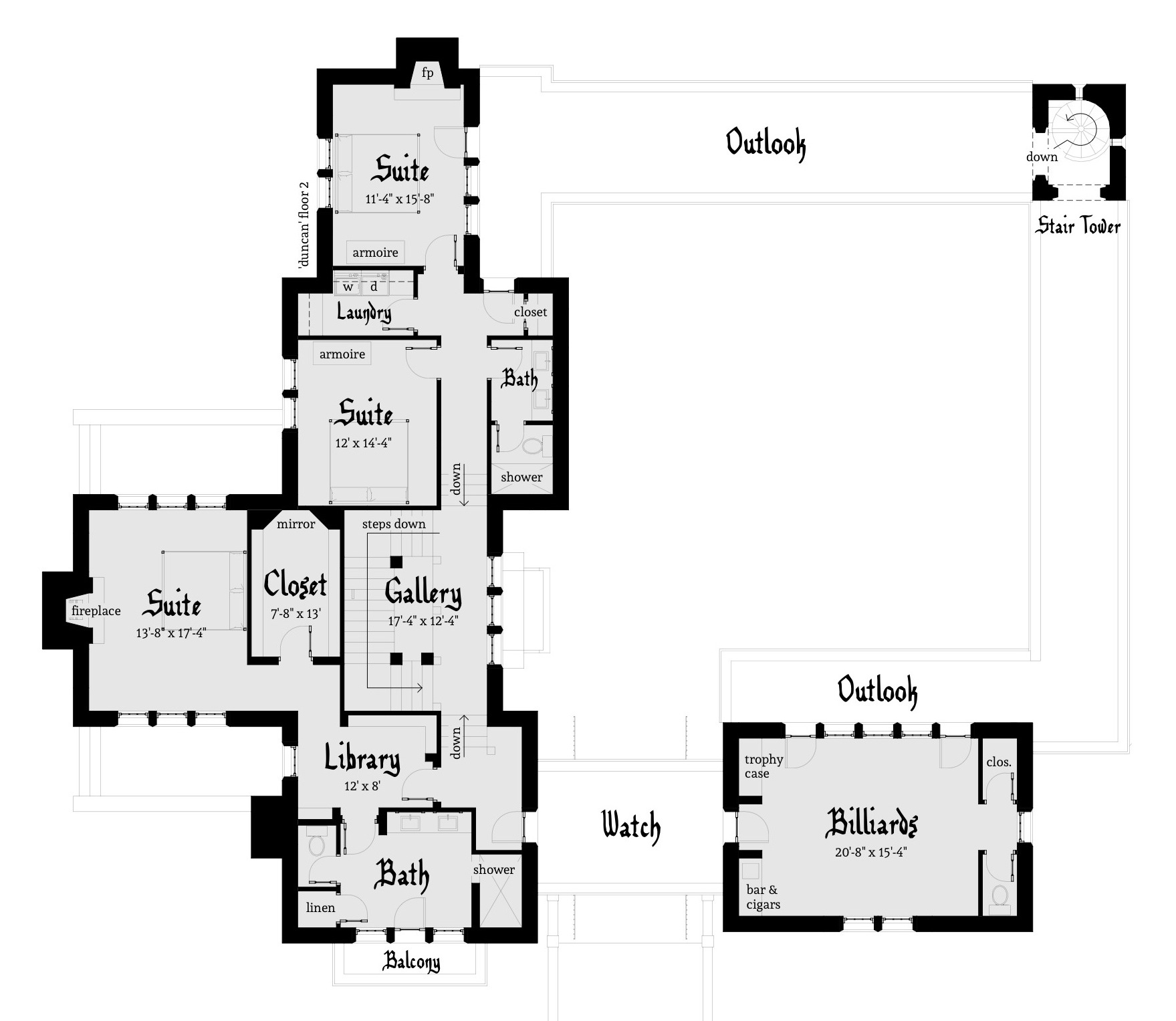 Courtyard Castle  Plan  with 3 Bedrooms Duncan Castle  Plan  