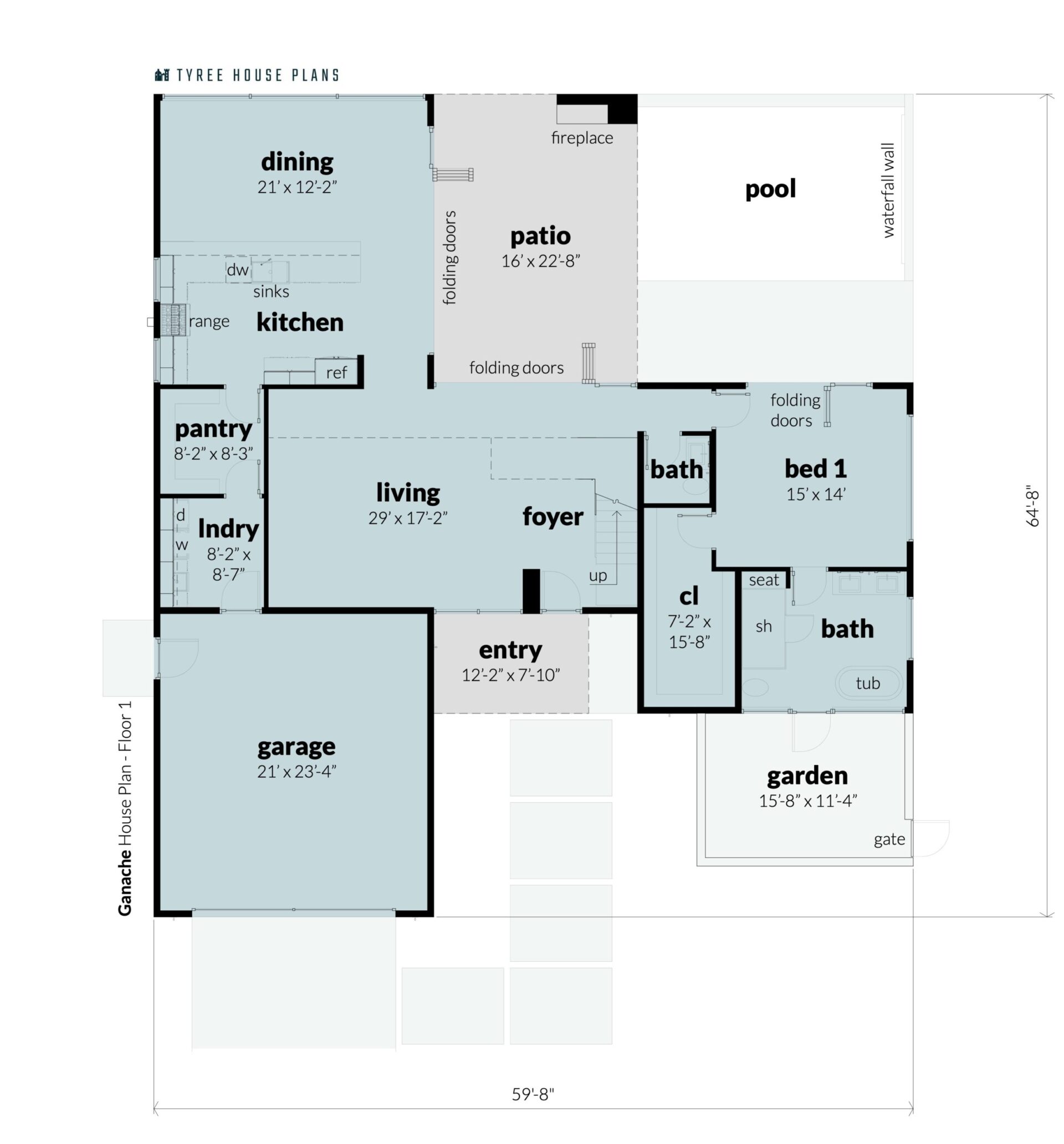 Floor 1. Ganache by Tyree House Plans.