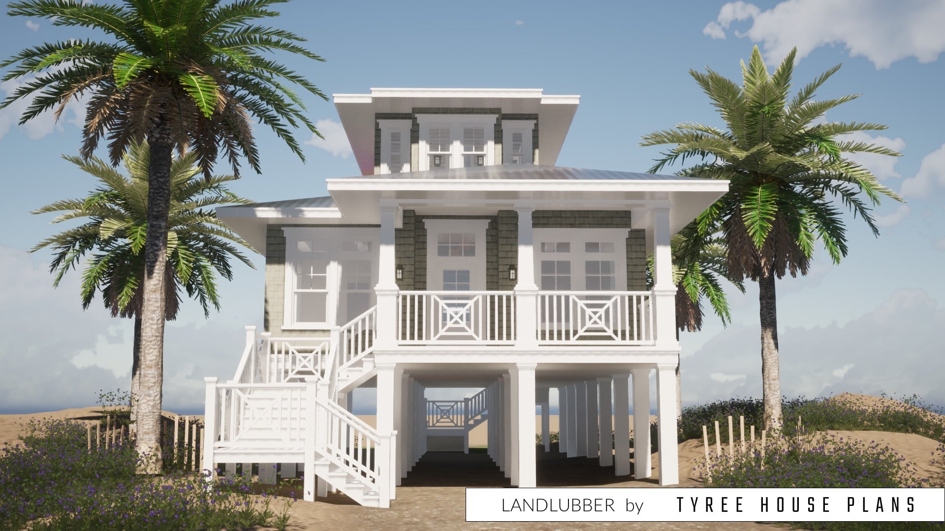 Front of house. Landlubber by Tyree House Plans.