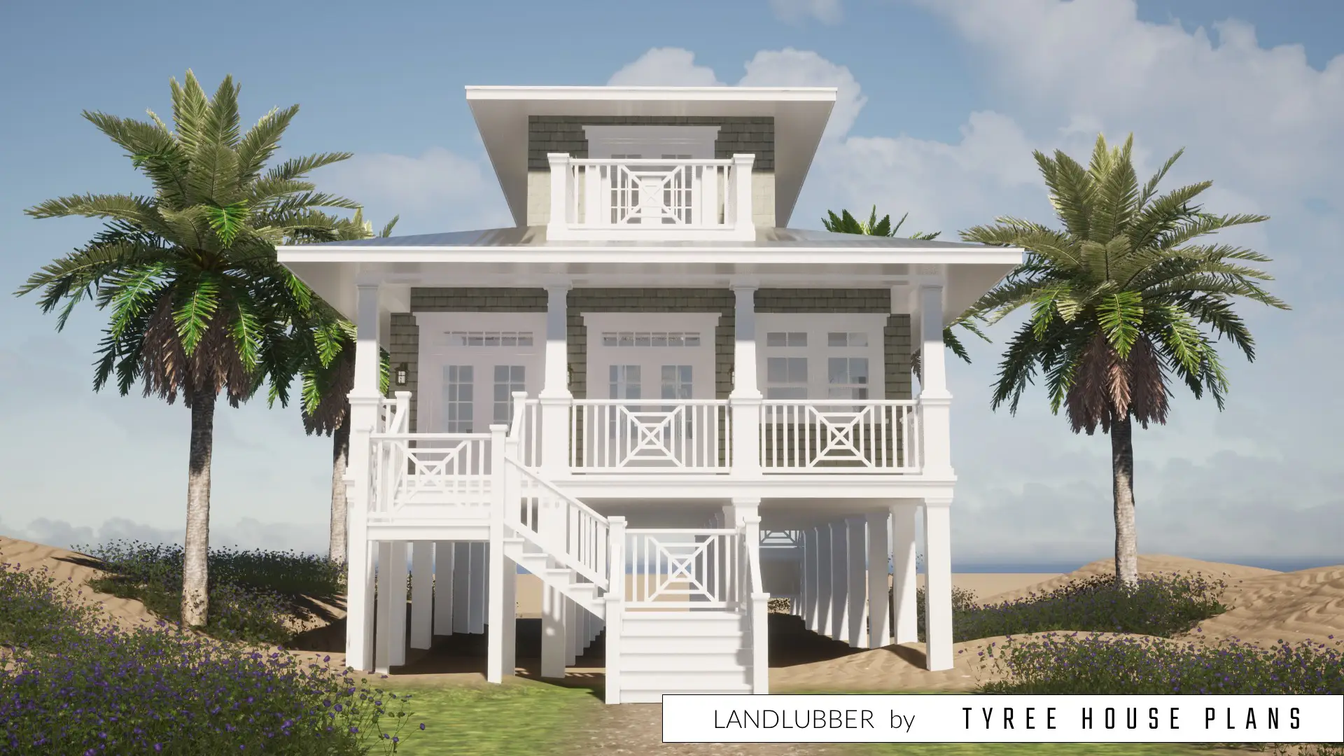 Rear of house. Landlubber by Tyree House Plans.