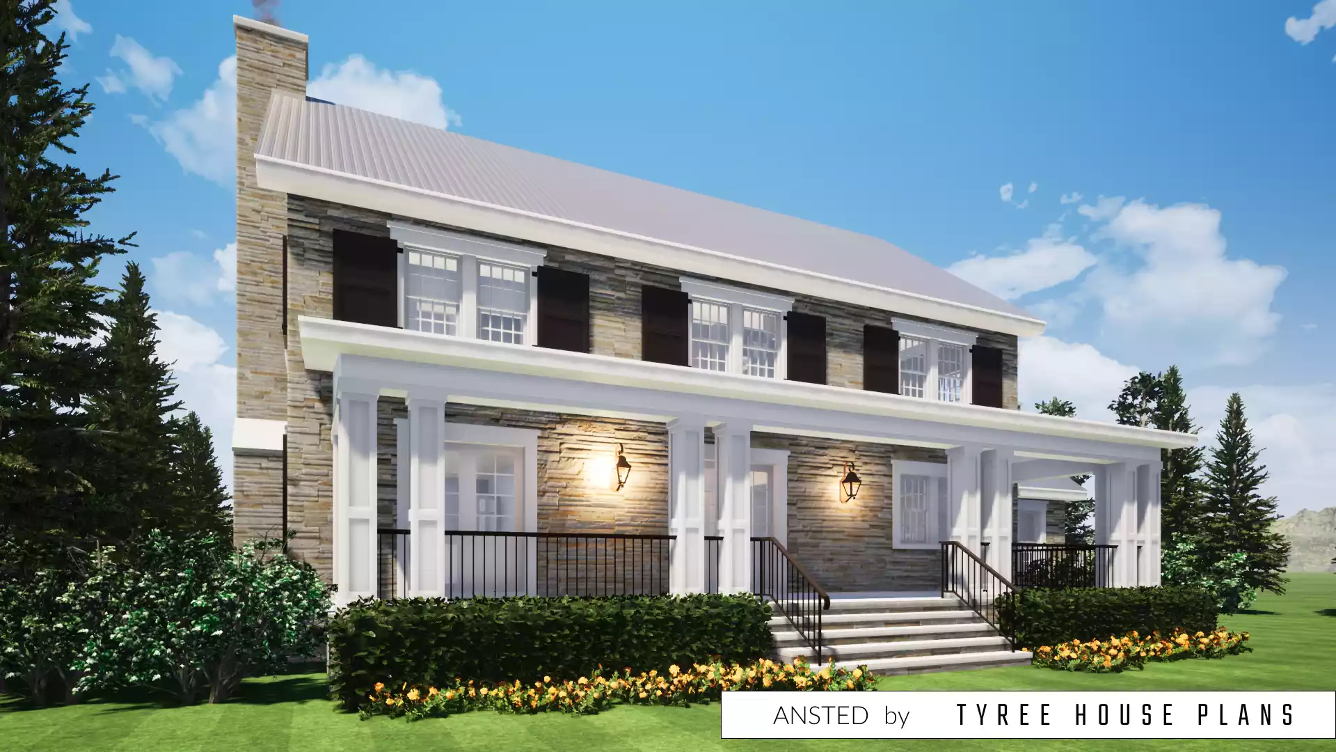 Rear view. Ansted by Tyree House Plans.