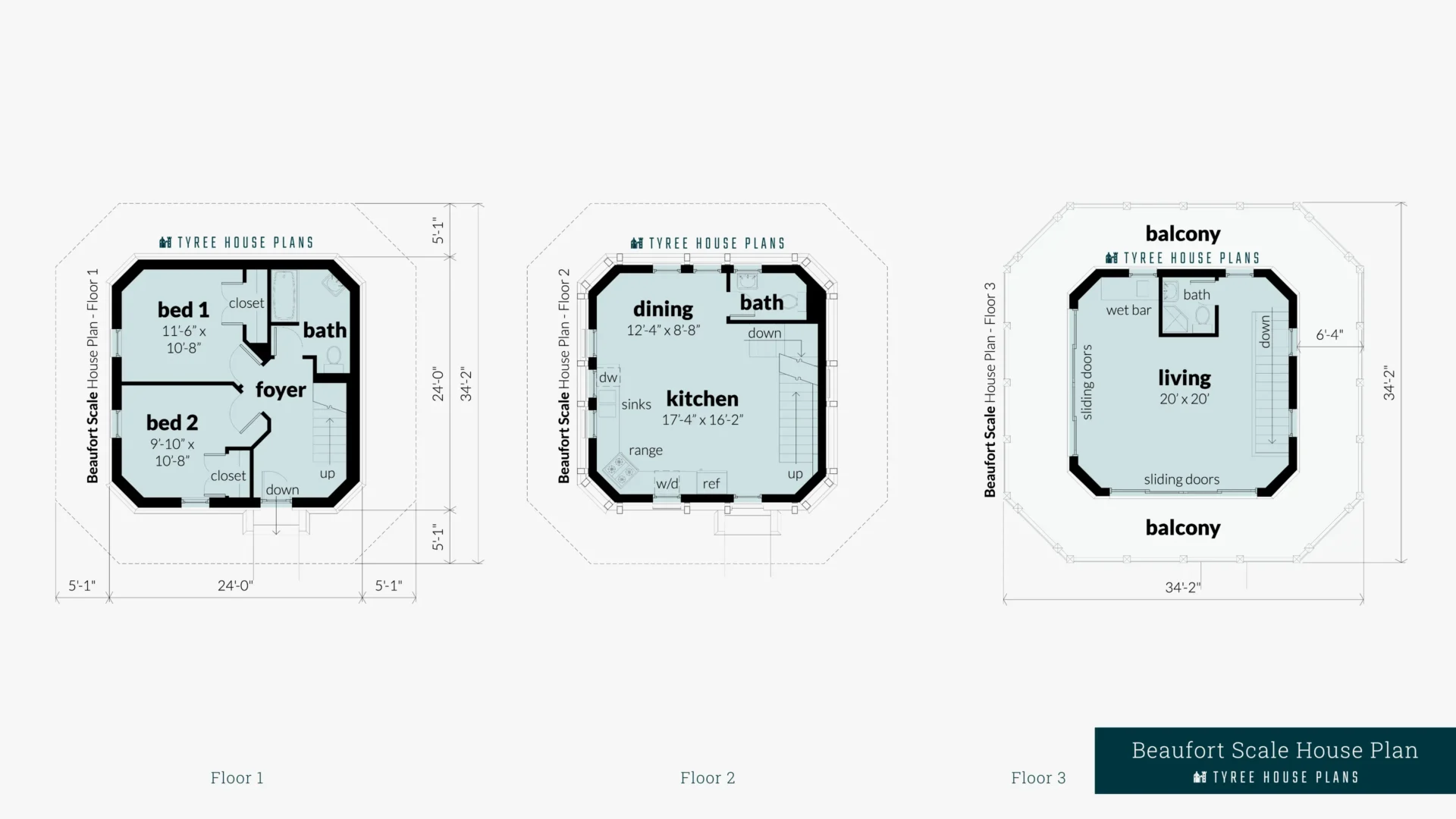 Beaufort Scale House Plan Floor Artwork by Tyree House Plans