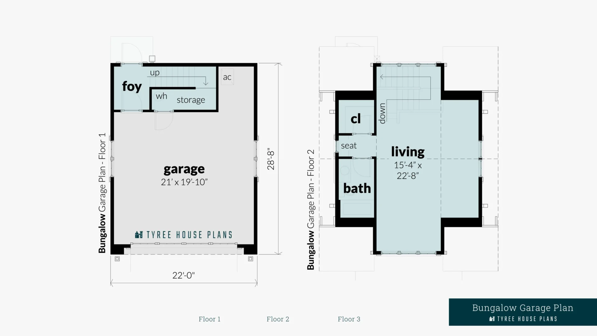 Bungalow Garage Plan Floor Artwork by Tyree House Plans