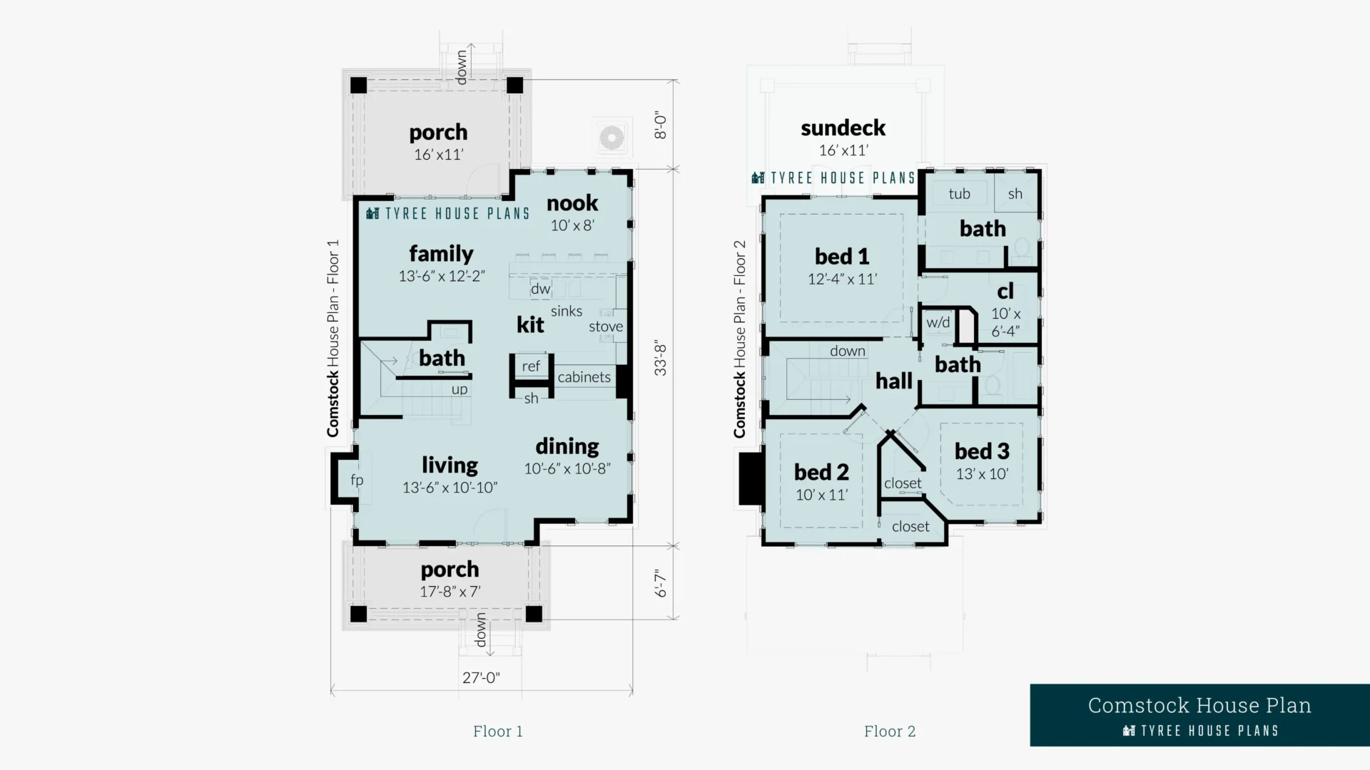 Comstock House Plan Floor Artwork by Tyree House Plans