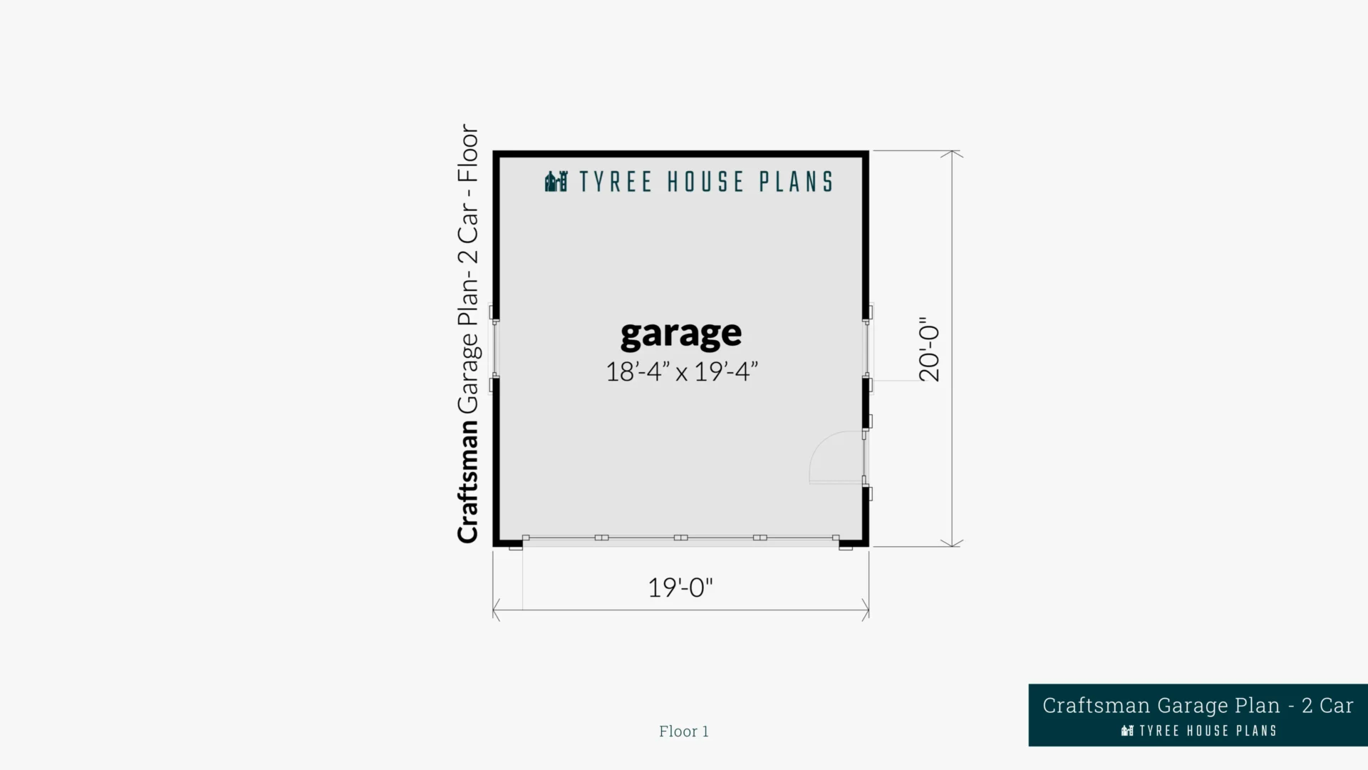 Craftsman Garage Plan - 2 Car - Floor Artwork by Tyree House Plans