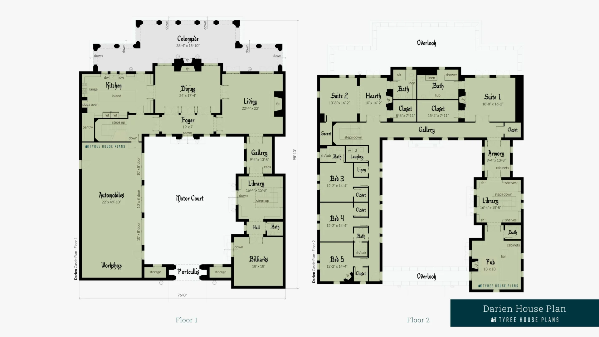 Darien House Plan Floor Artwork by Tyree House Plans