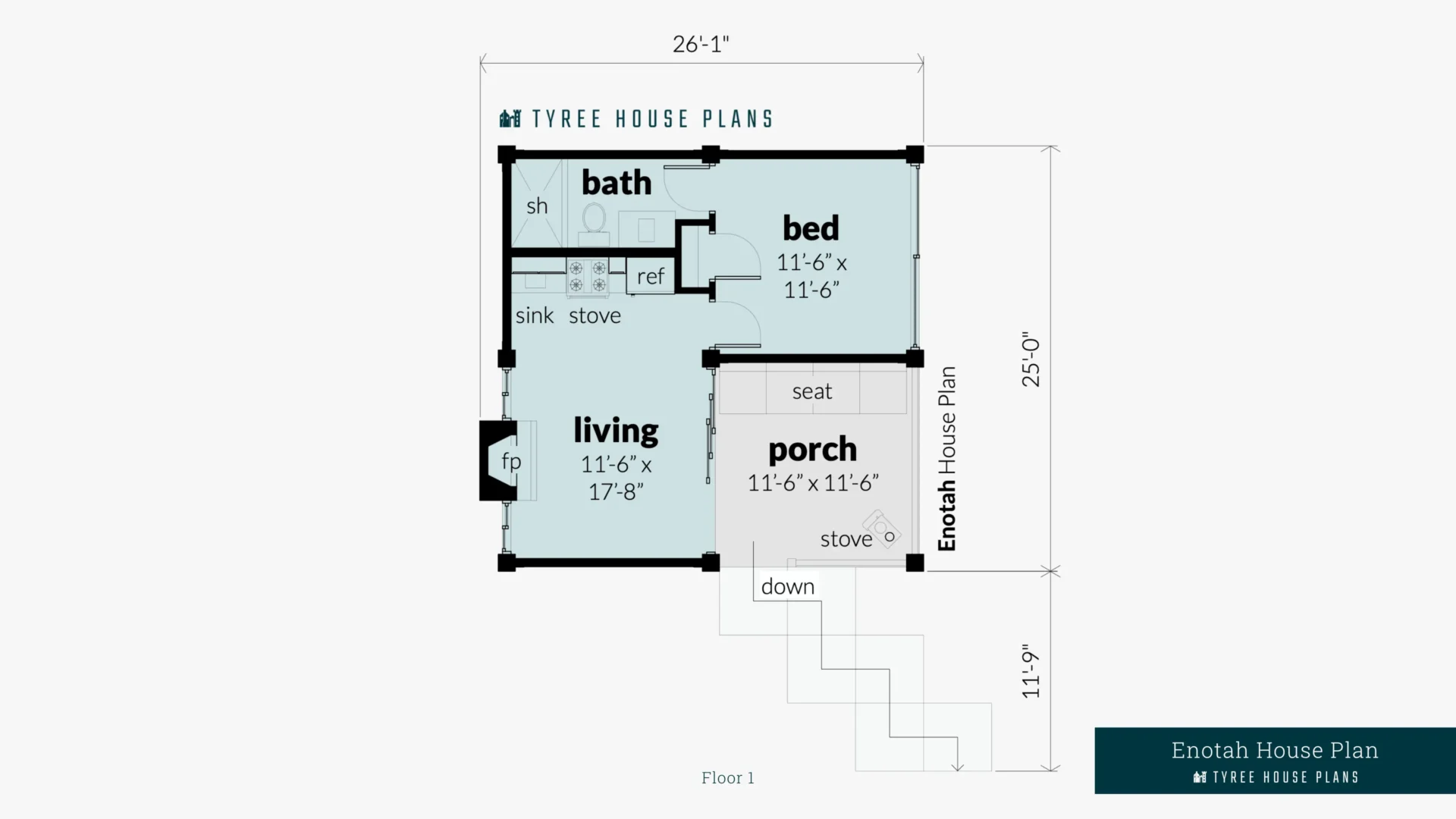 Enotah House Plan Floor Artwork by Tyree House Plans