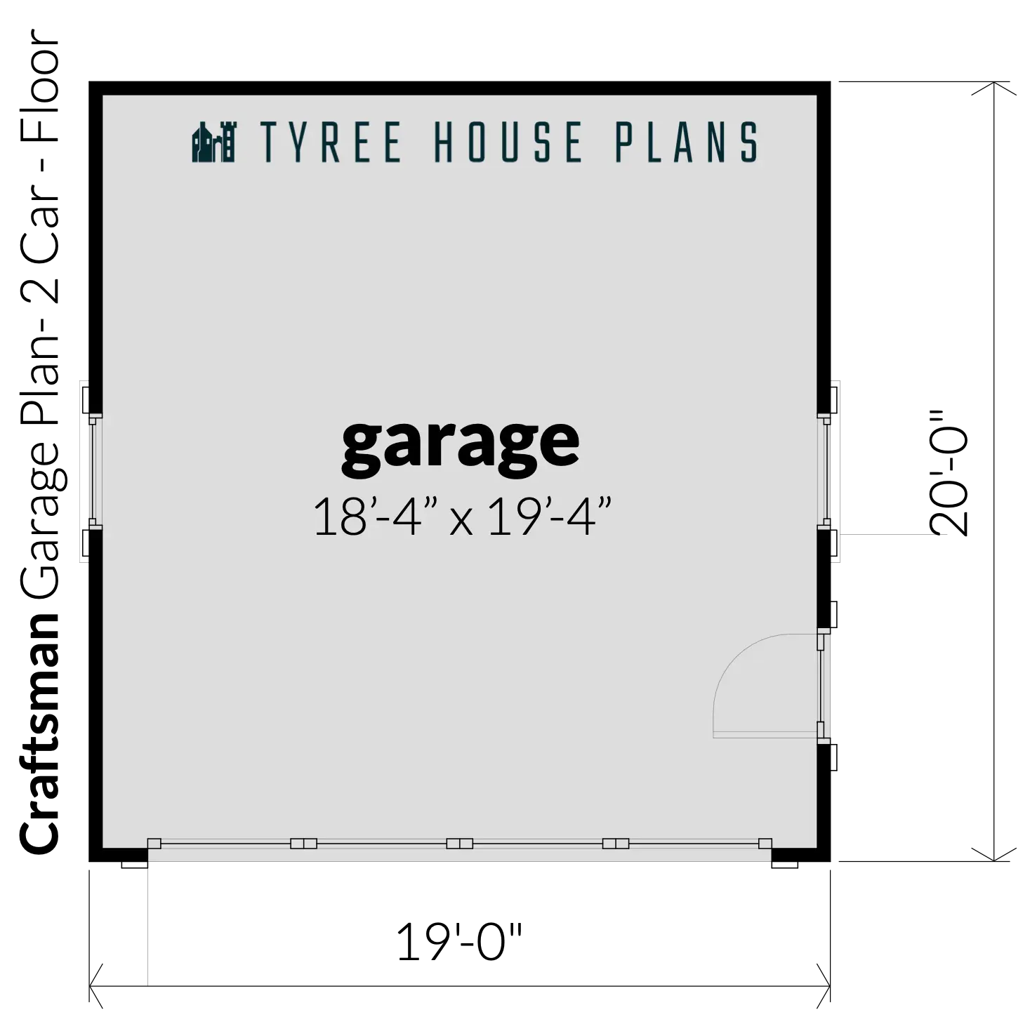 Floor - Craftsman Garage - 2 Car by Tyree House Plans