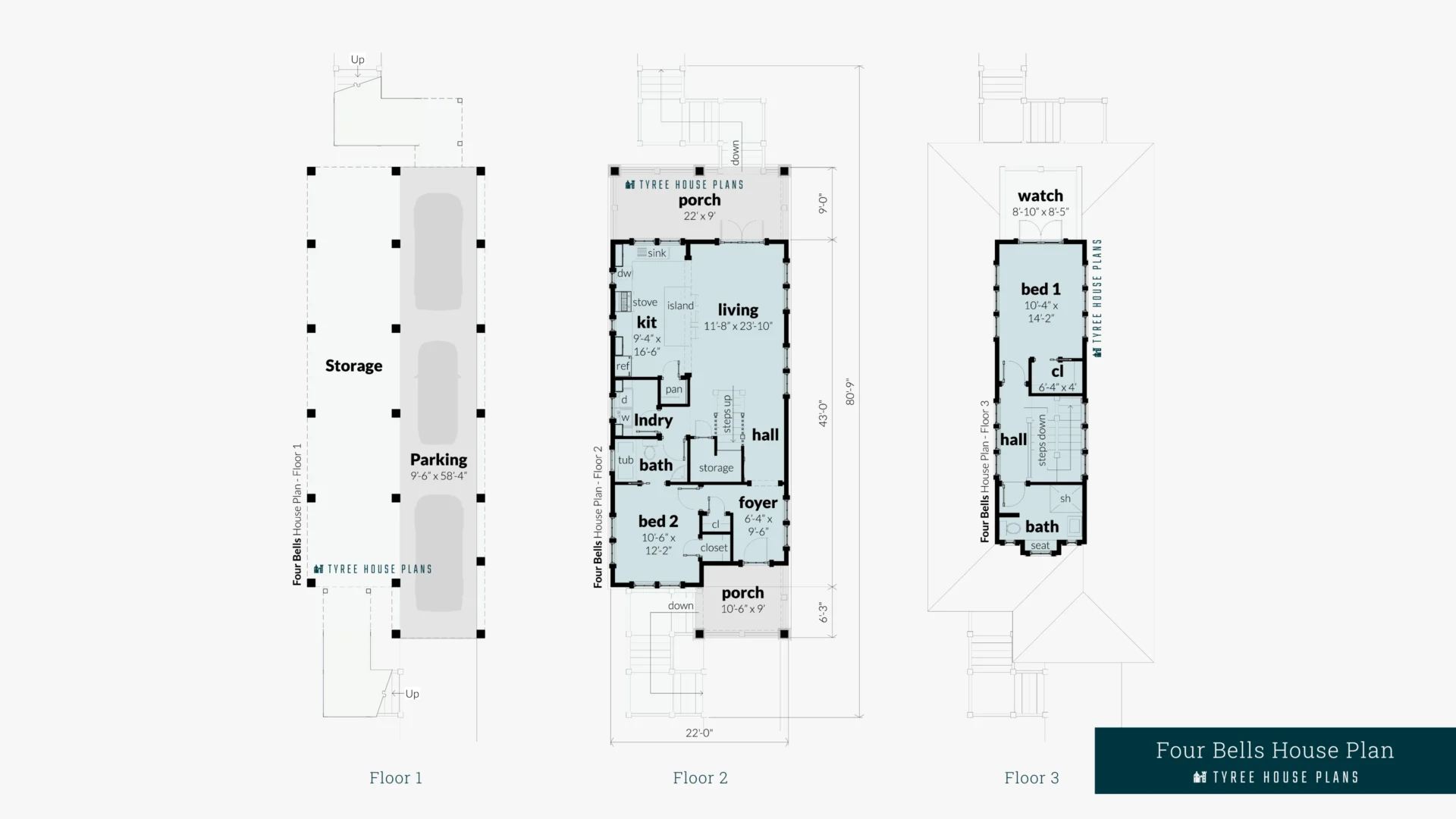 Four Bells House Plan Floor Artwork by Tyree House Plans