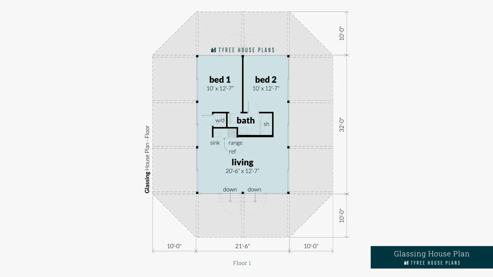 Glassing House Plan Floor Artwork by Tyree House Plans