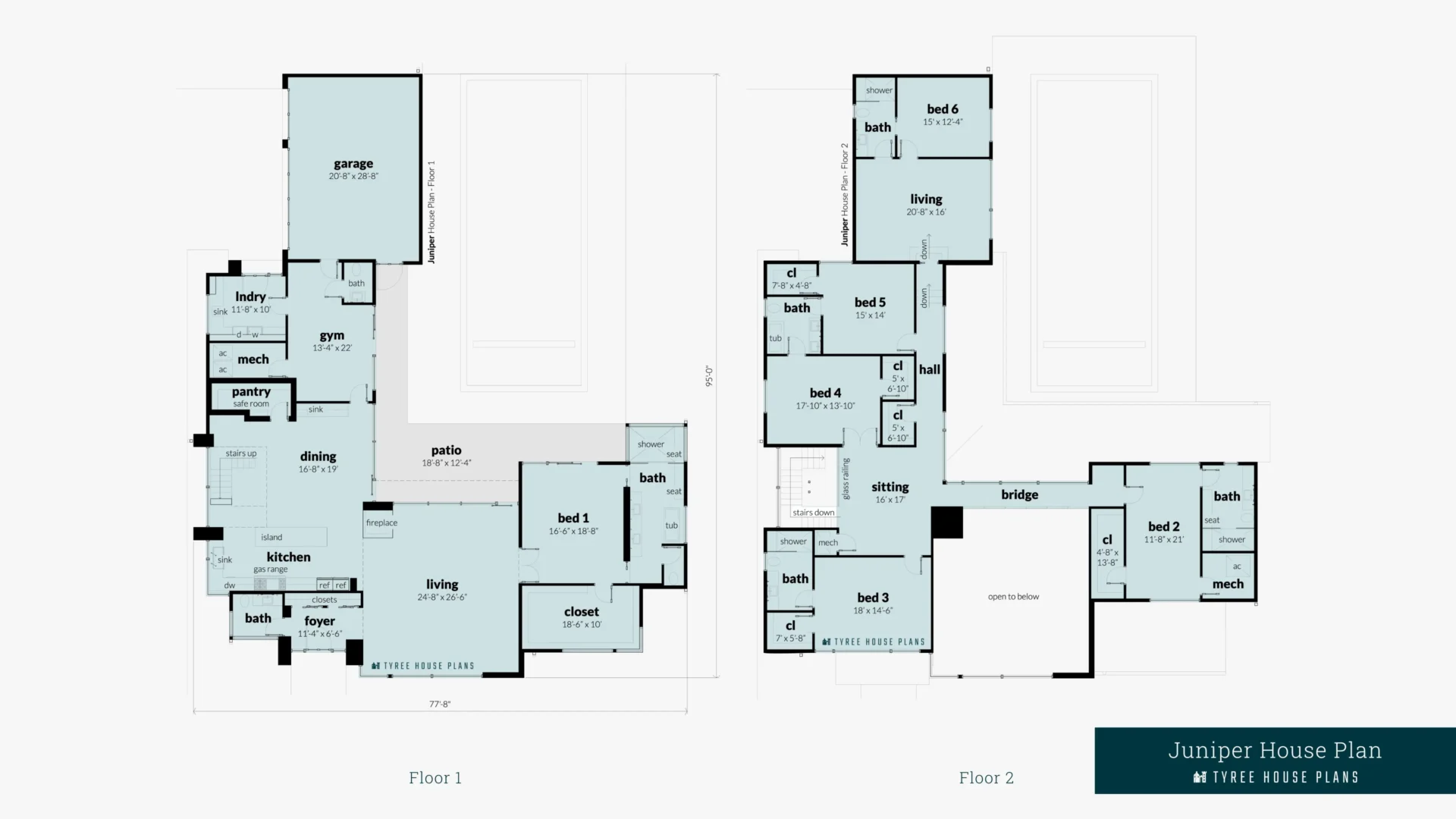 Juniper House Plan Floor Artwork by Tyree House Plans