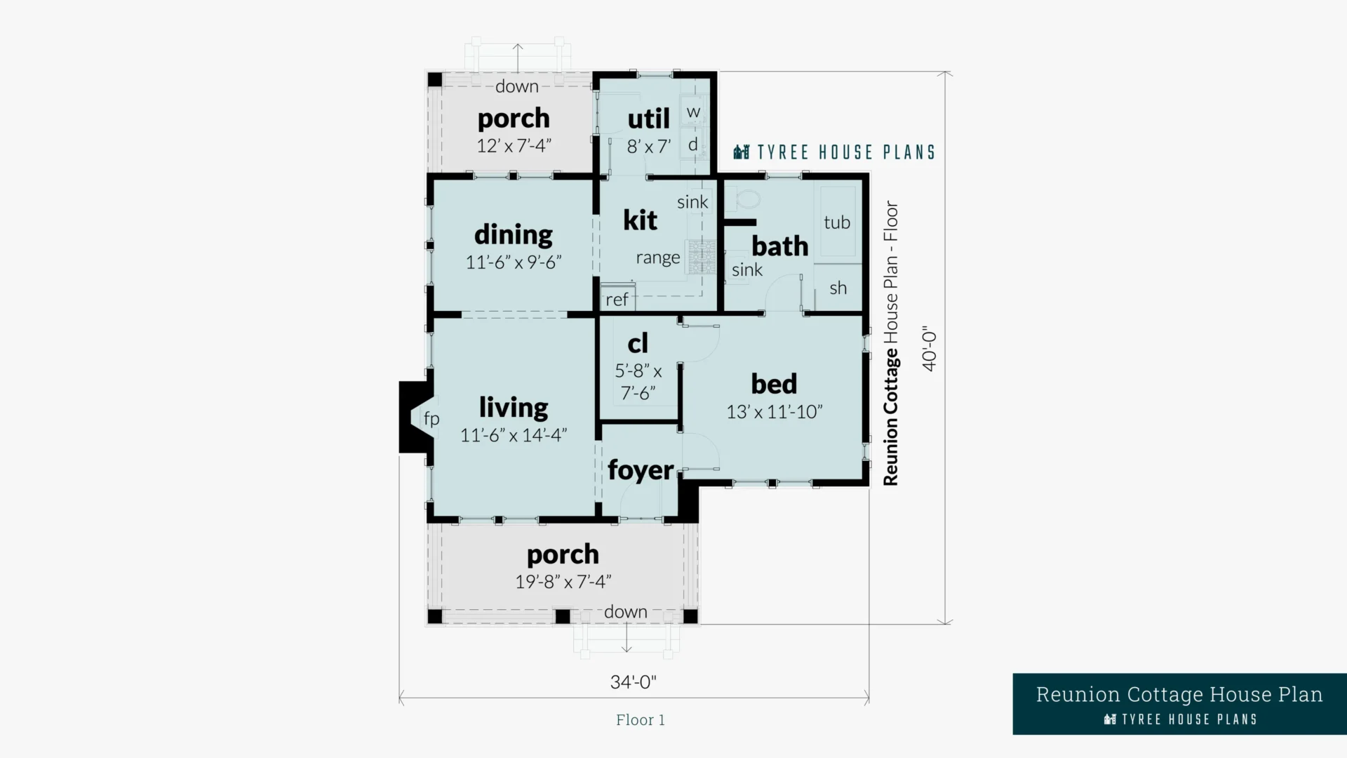 Reunion Cottage House Plan Floor Artwork by Tyree House Plans