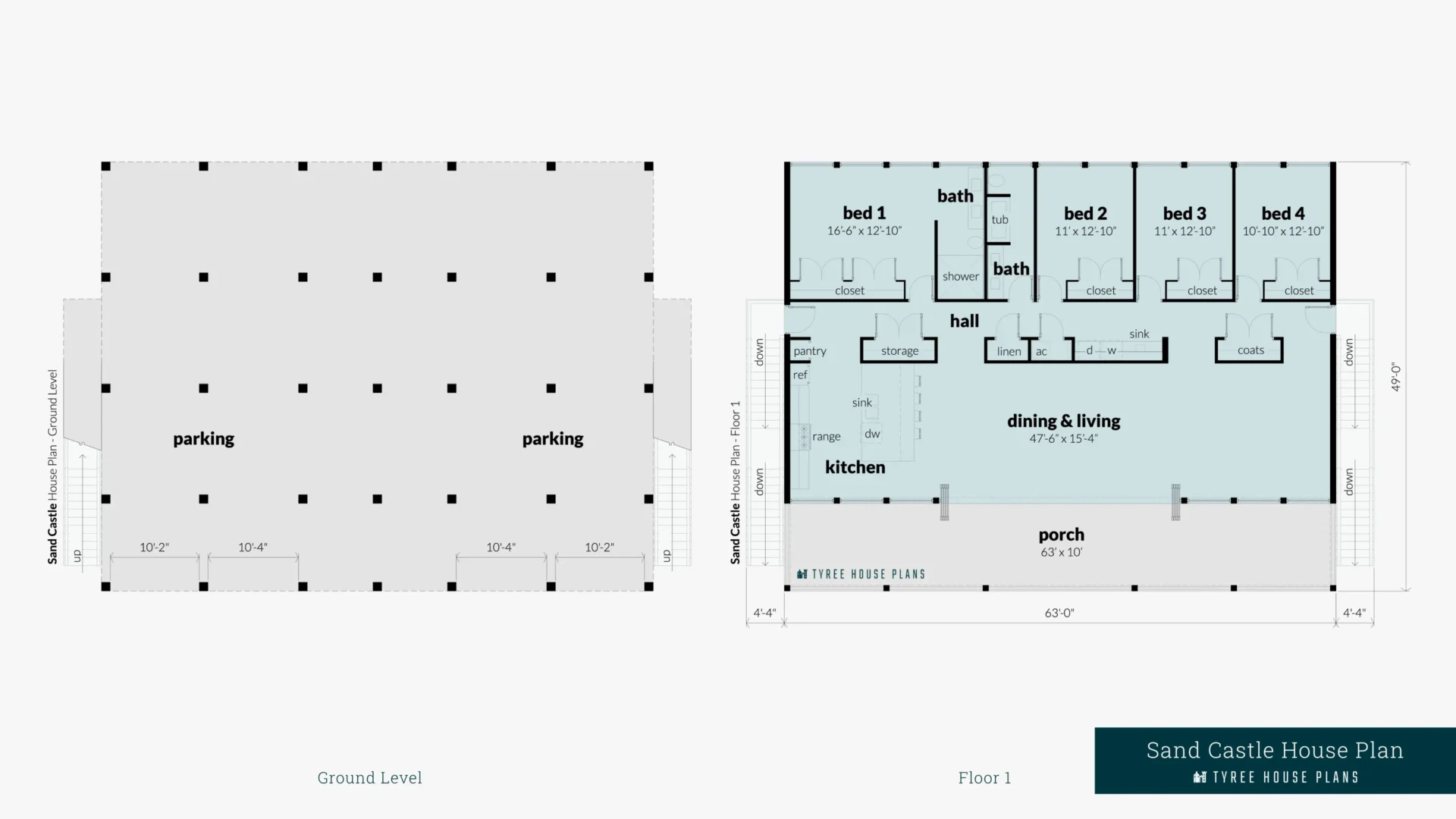 Sand Castle House Plan Floor Artwork by Tyree House Plans