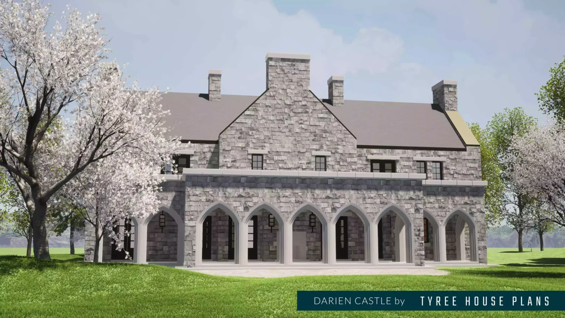 Rear view. Darien Castle by Tyree House Plans.