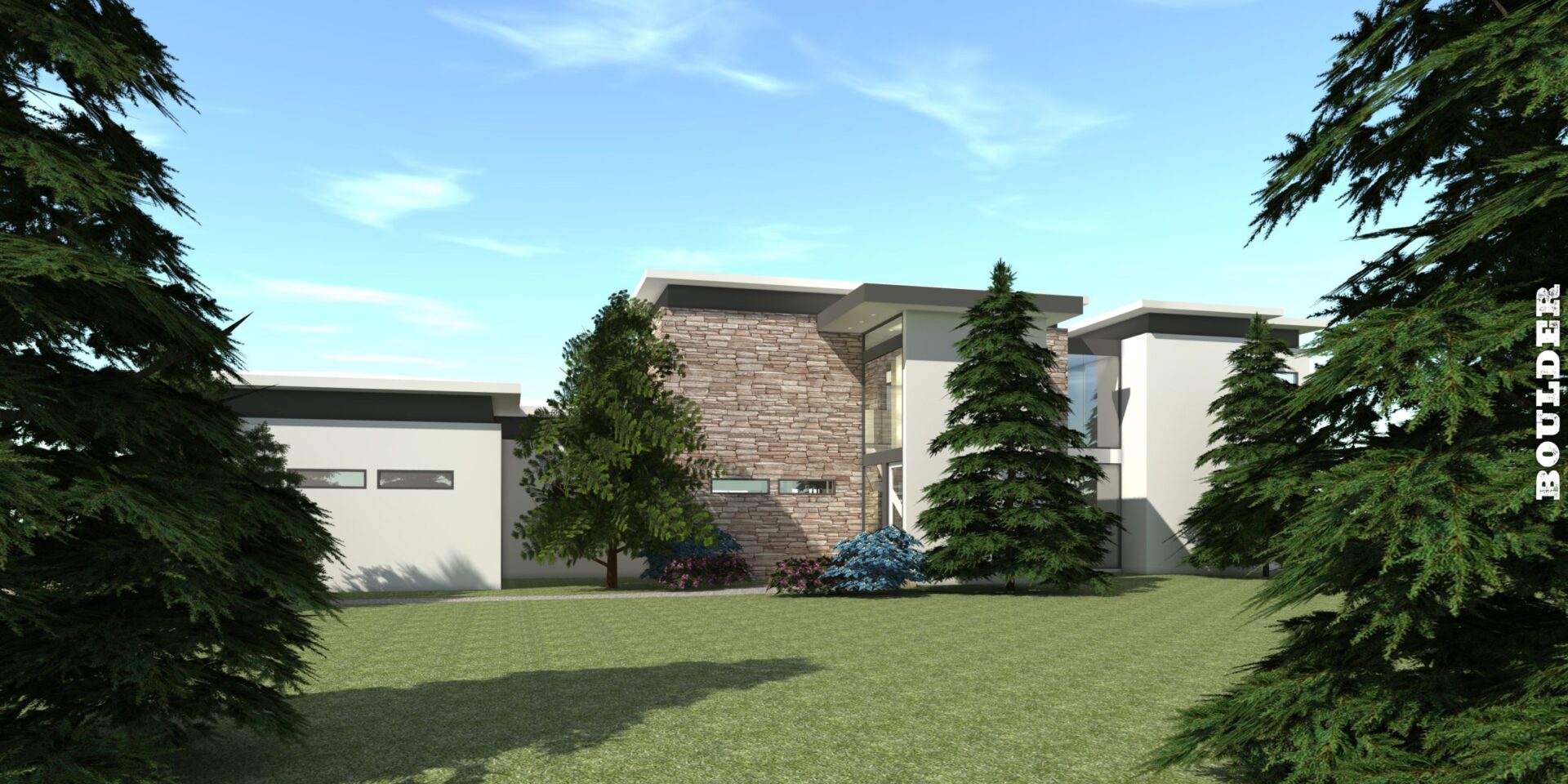 4 Bedroom Modern Home with Pool Cabana. Boulder by Tyree House Plans.