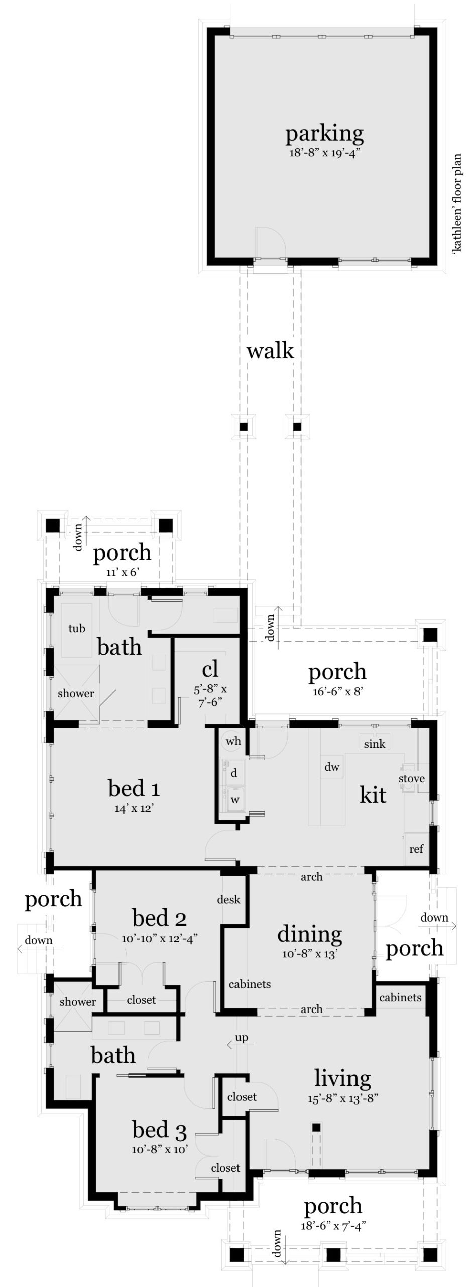 Floor plan. Kathleen by Tyree House Plans.