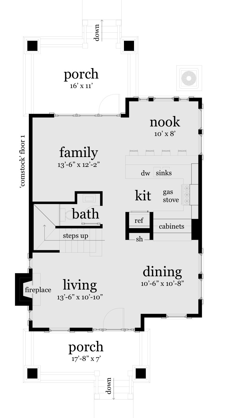 Floor 1. Comstock by Tyree House Plans