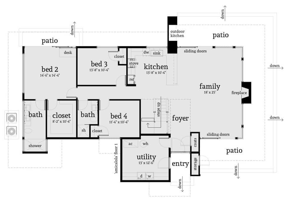 Floor 1. Amicalola by Tyree House Plans.