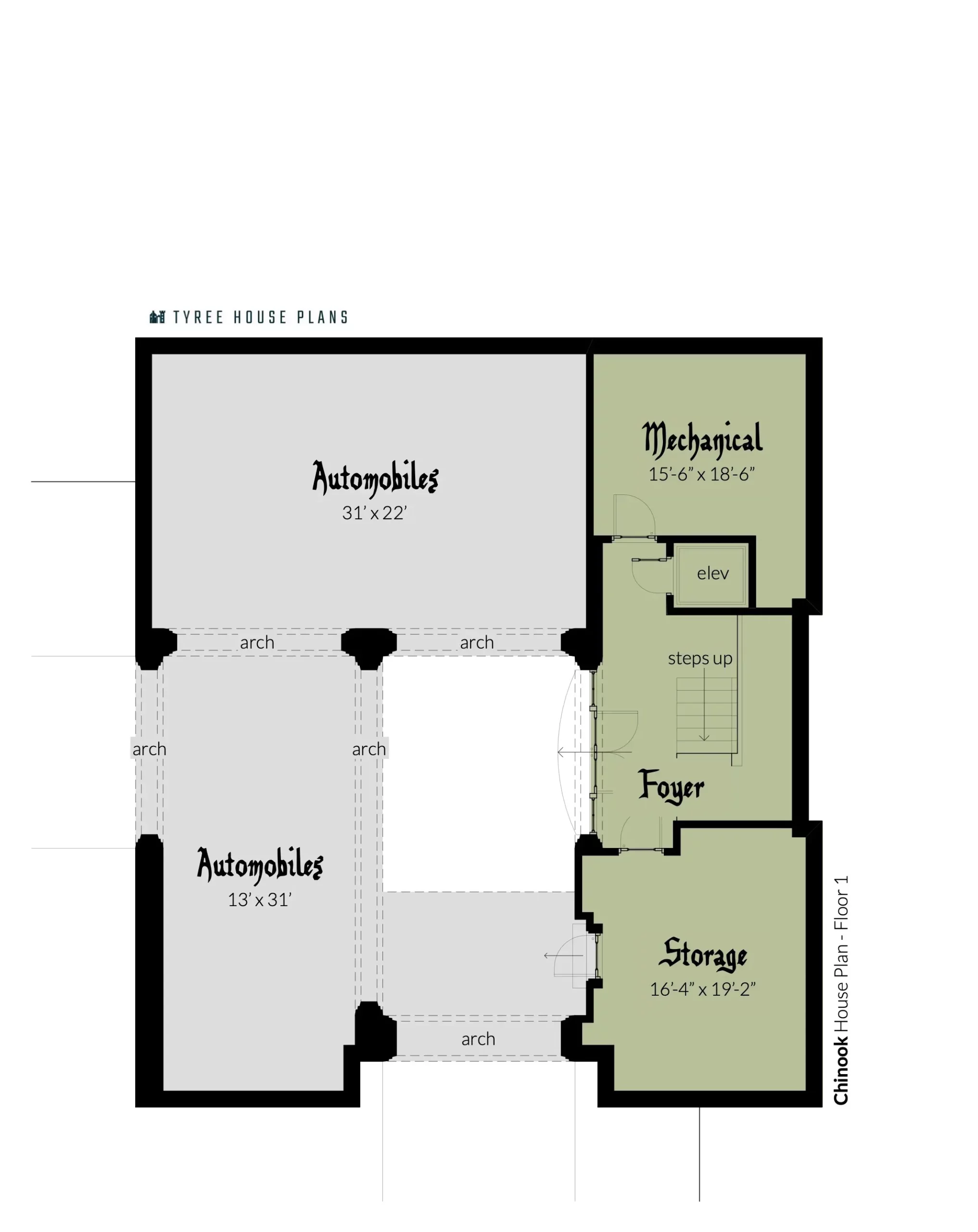 Floor 1. Chinook Castle by Tyree House Plans
