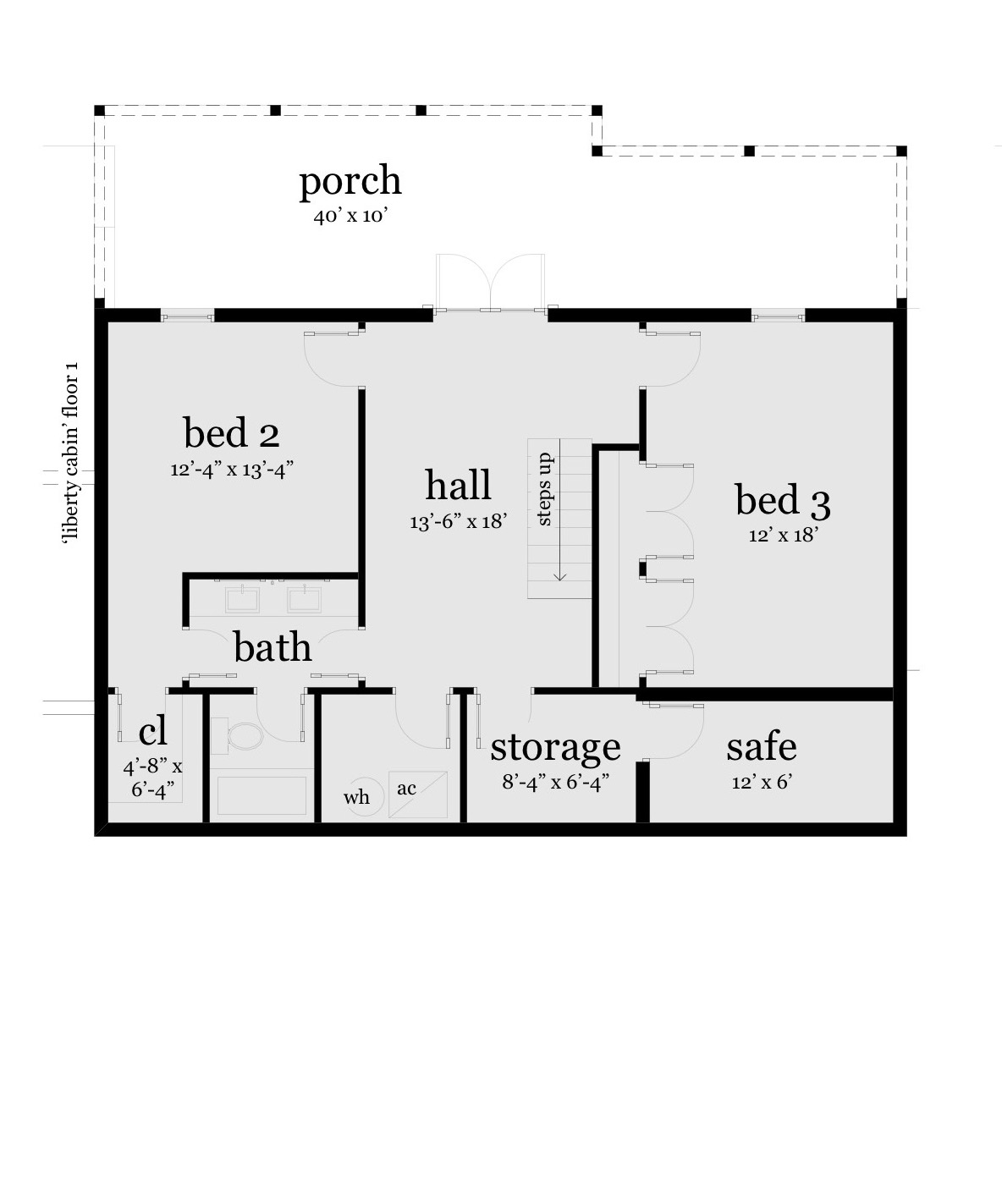 Floor 1. Liberty Cabin by Tyree House Plans