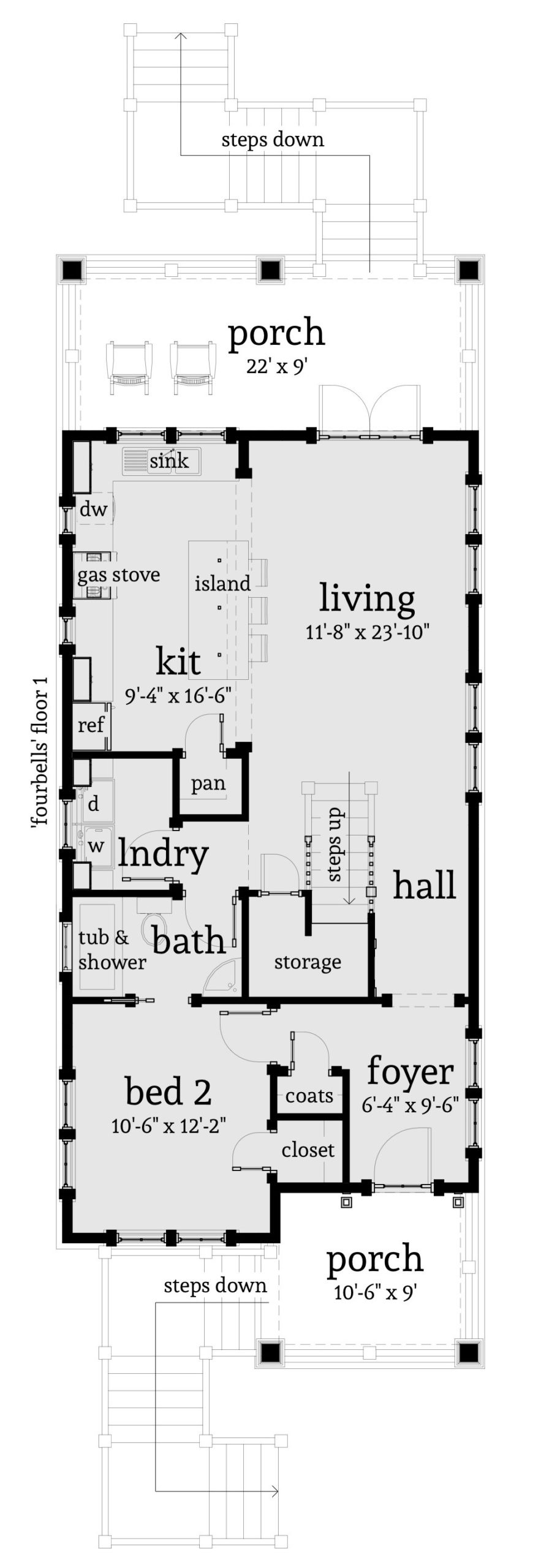 Floor 1. Four Bells by Tyree House Plans.