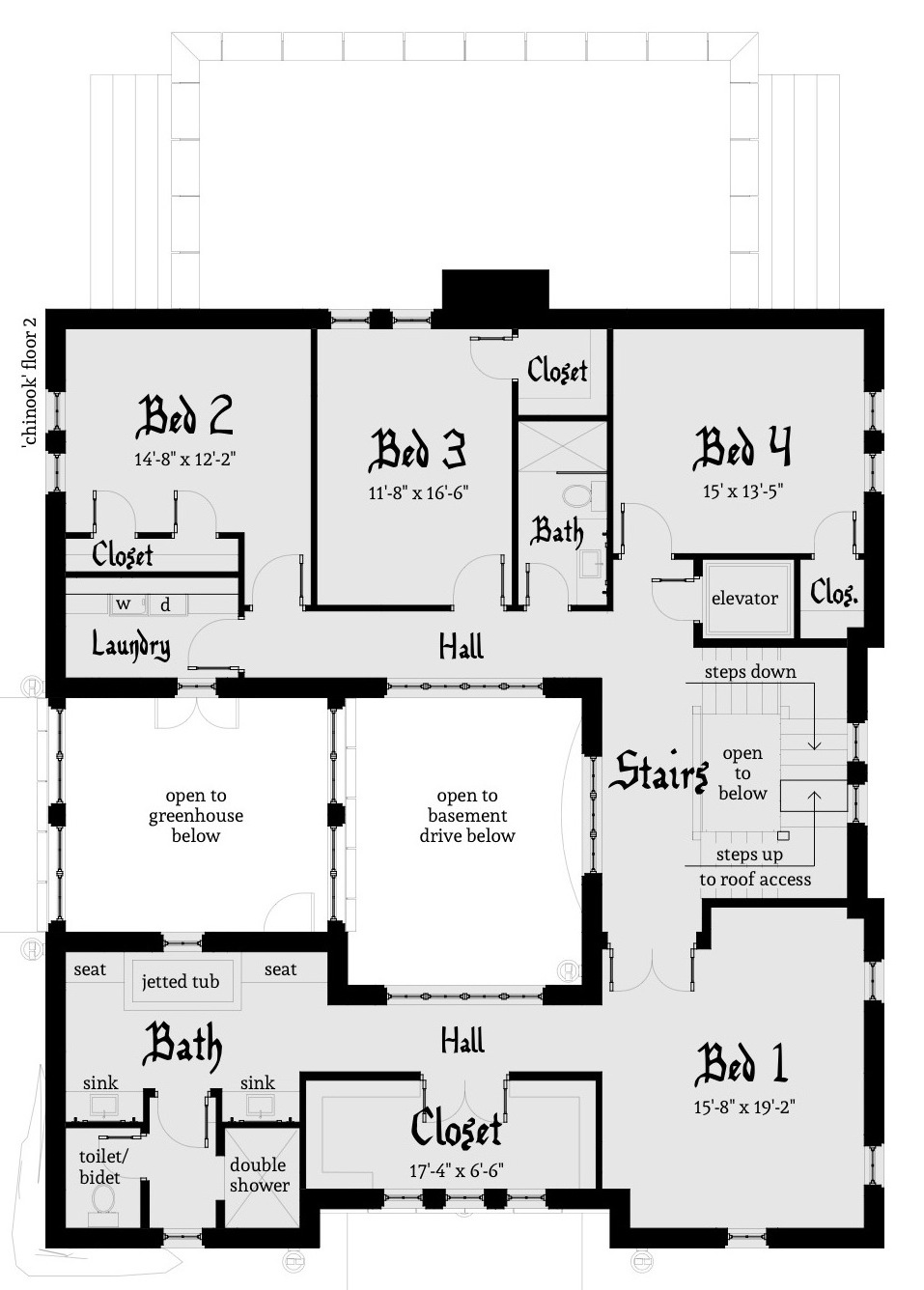 Castle Tower Home with Basement Garage. Tyree House Plans