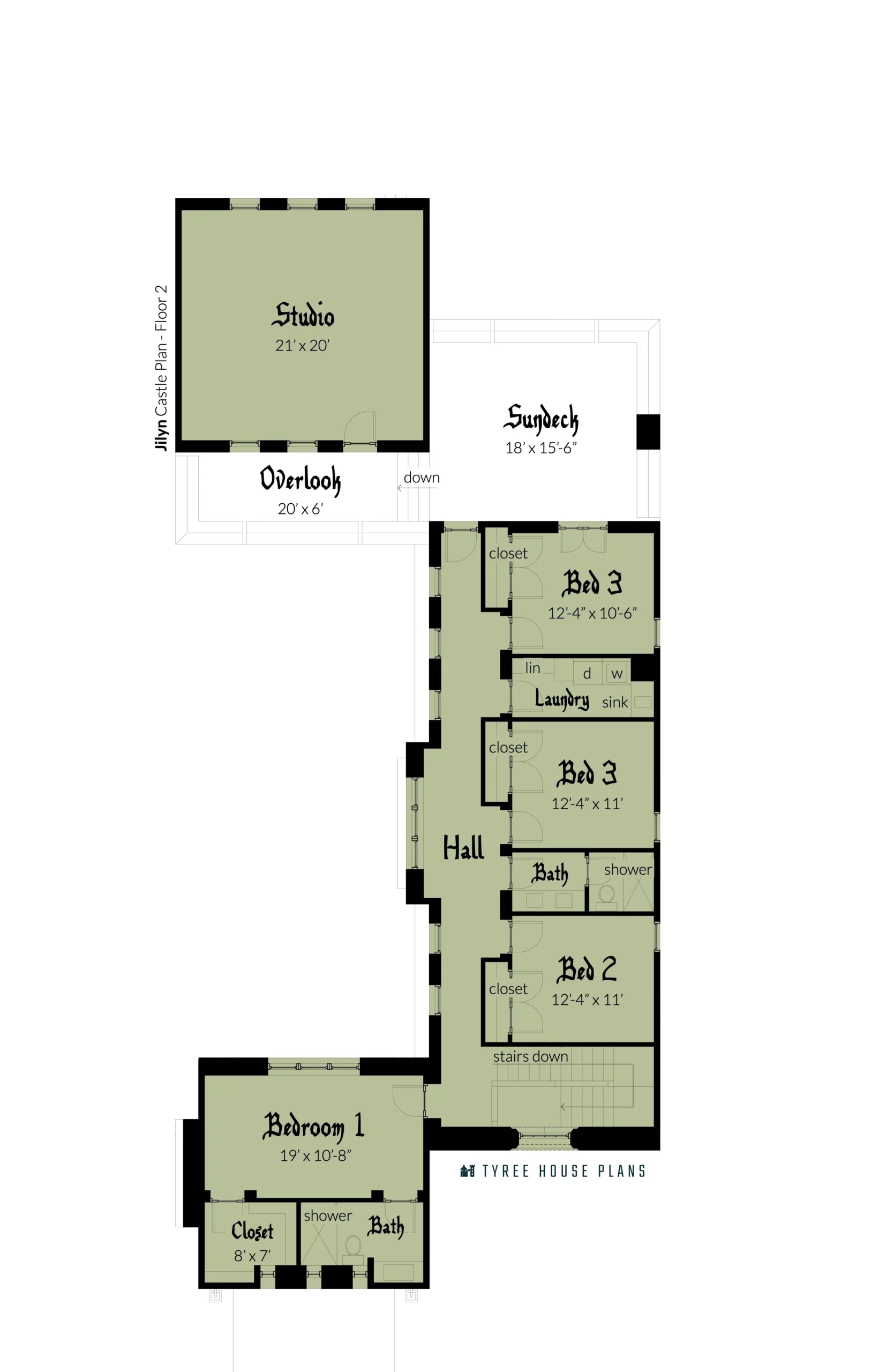 Floor 2. Jilyn Castle by Tyree House Plans.