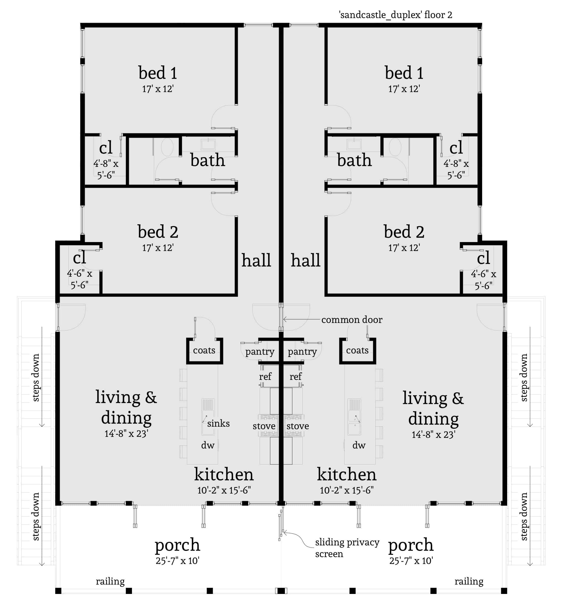 Sand Castle Duplex The Modern Beach Duplex By Tyree House Plans 