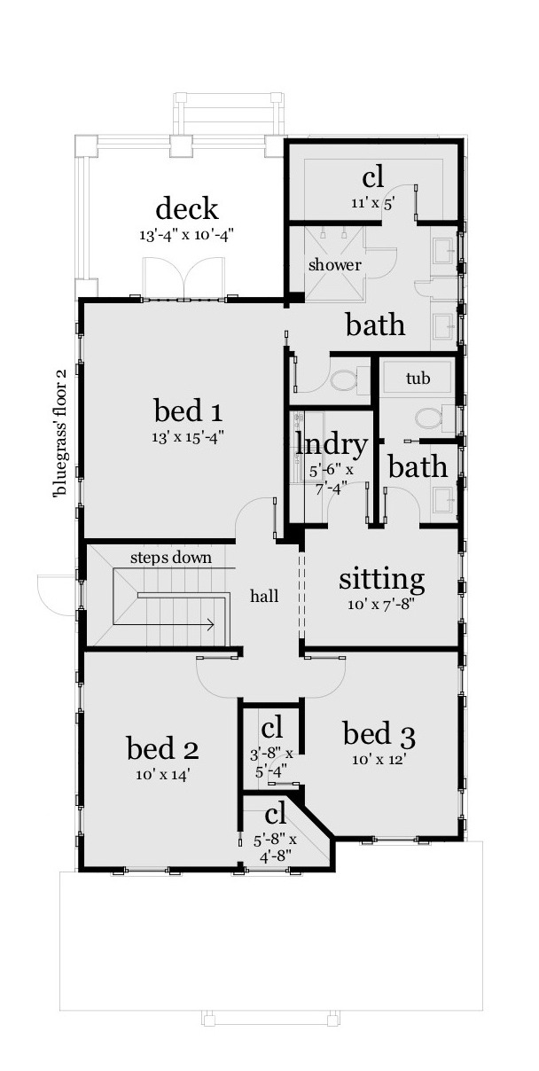 Floor 2. Bluegrass by Tyree House Plans.