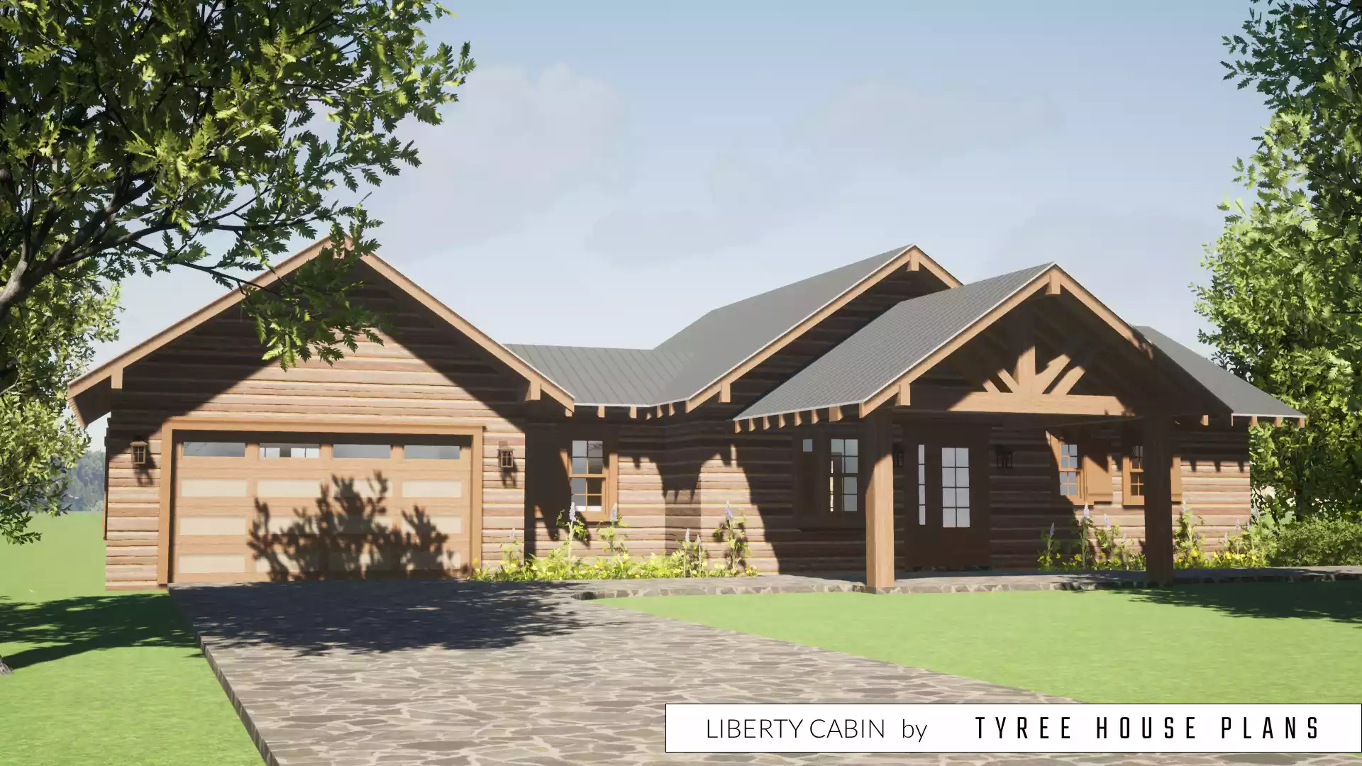 Front view. Liberty Cabin by Tyree House Plans.