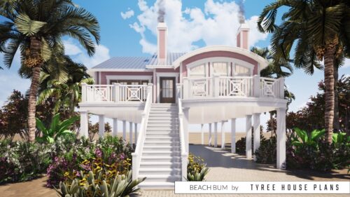 Entry stairs. Beach Bum by Tyree House Plans.