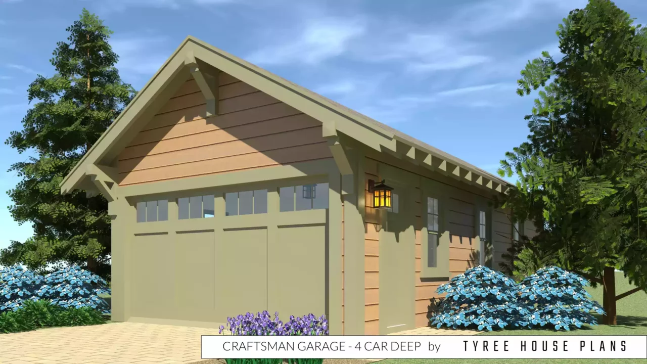 Craftsman 4 Car Garage by Tyree House Plans.