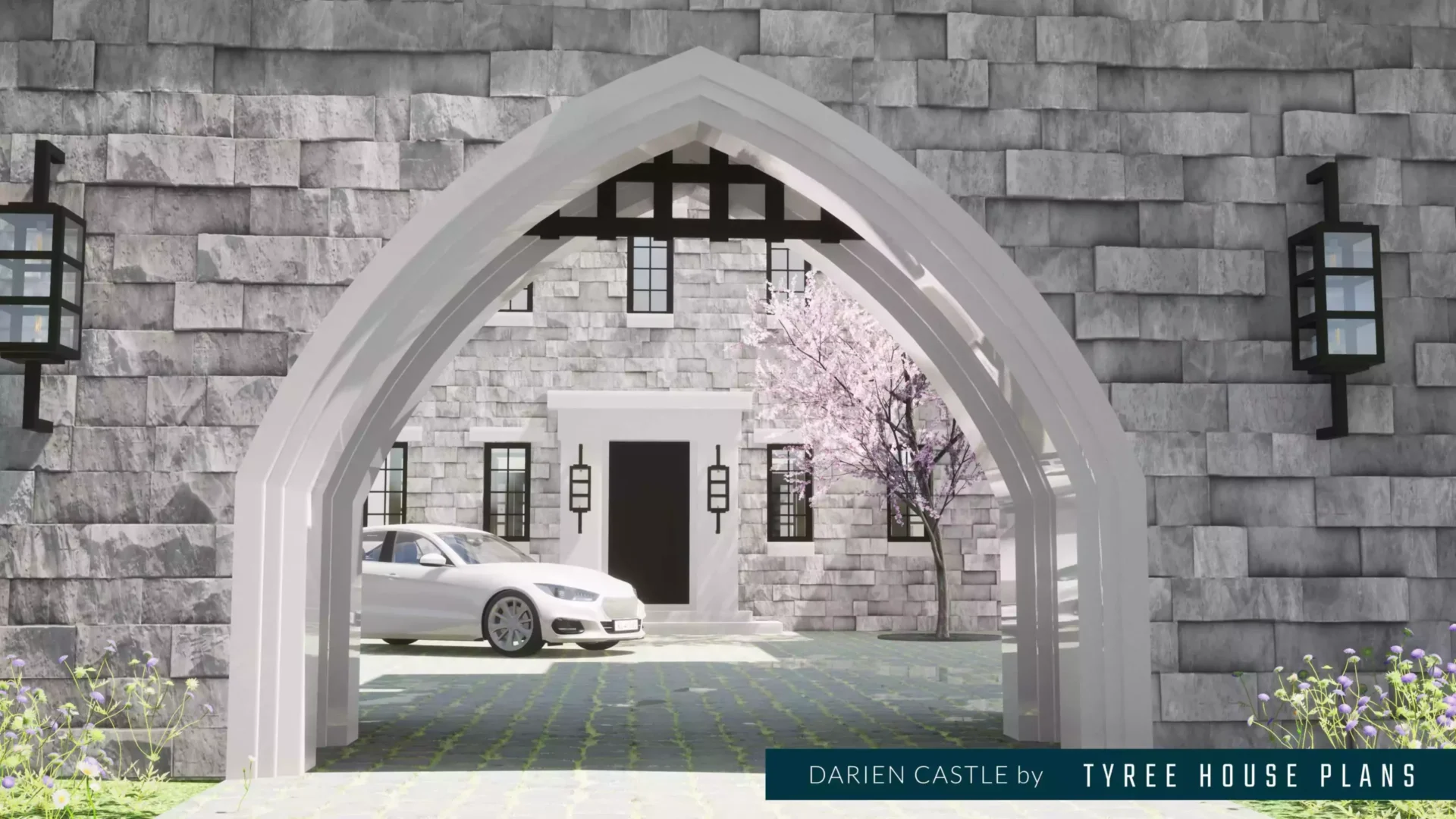 Entry gate. Darien Castle by Tyree House Plans.