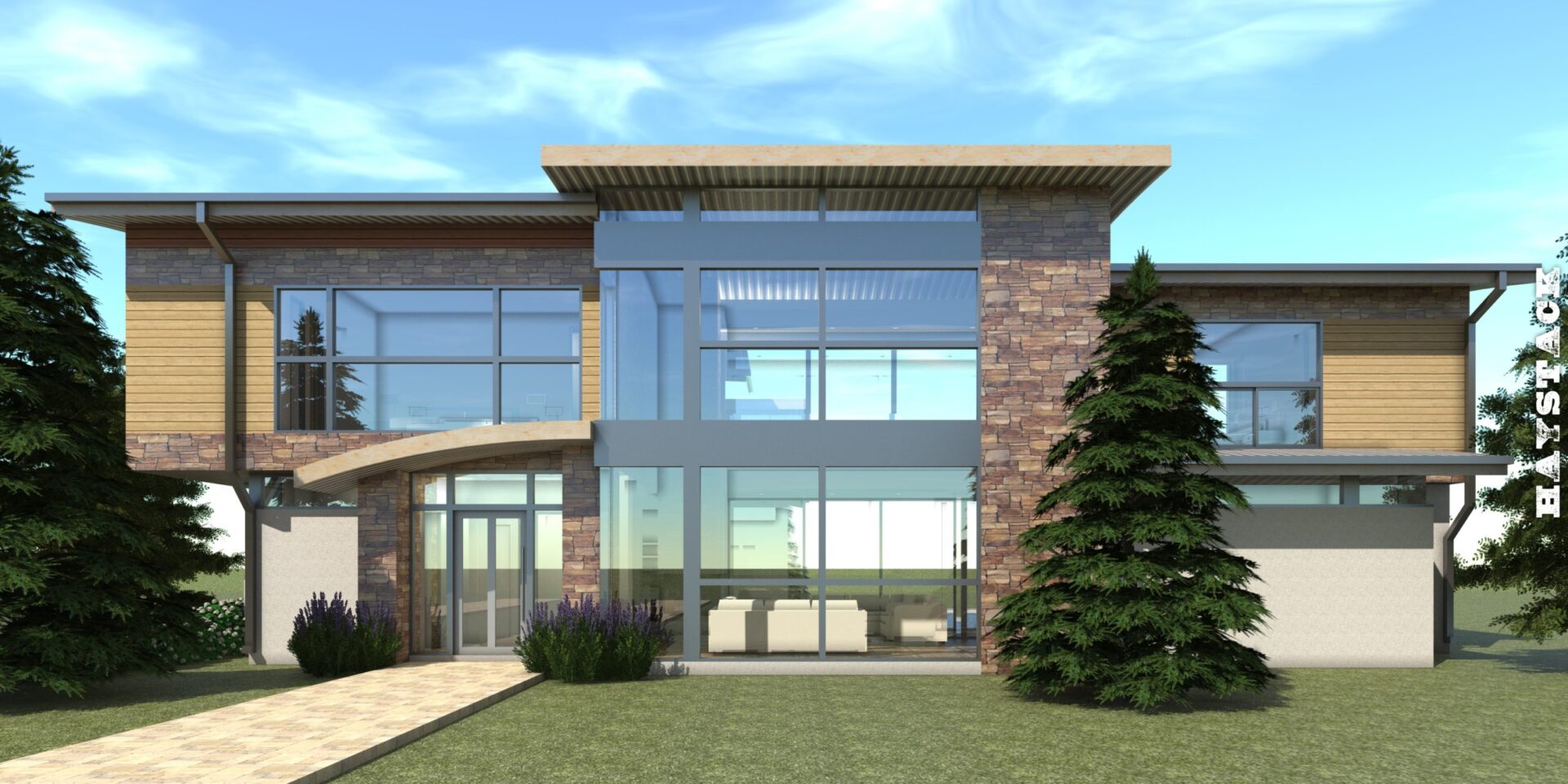 6 Bedroom Modern Home with Safe Room. Haystack by Tyree House Plans.