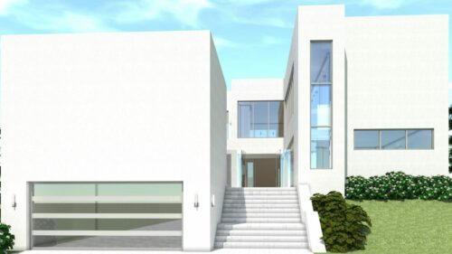 Front entry stairs. Limestone by Tyree House Plans.