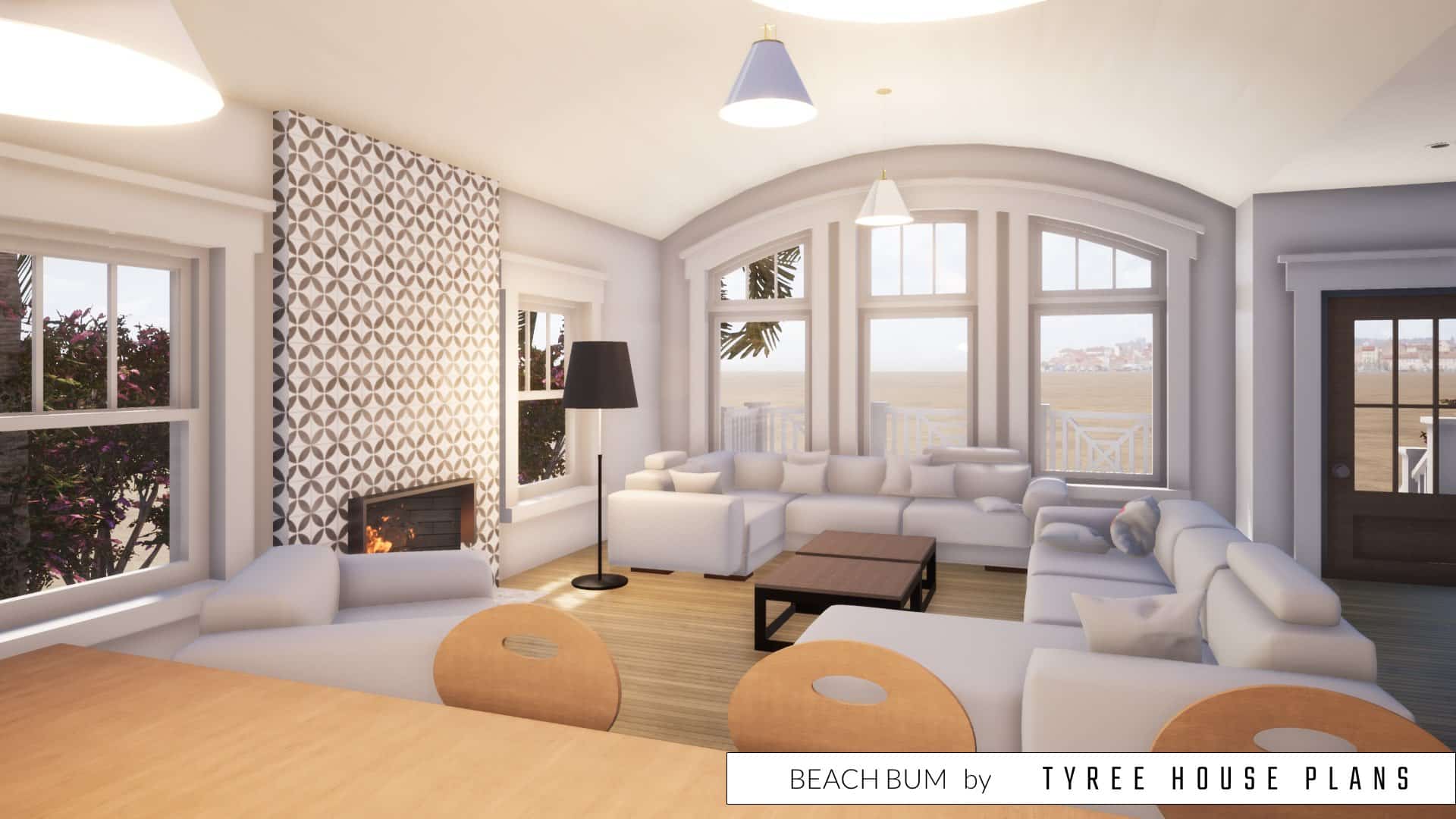Living space. Beach Bum by Tyree House Plans.