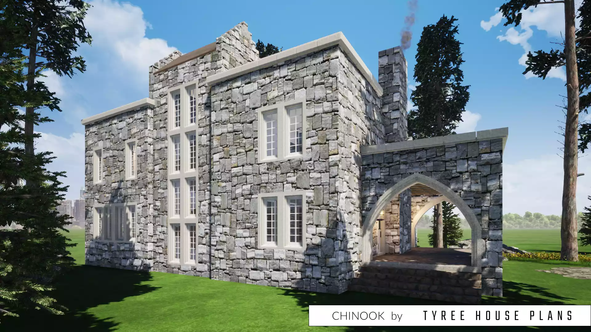 Right side of house. Chinook Castle by Tyree House Plans.