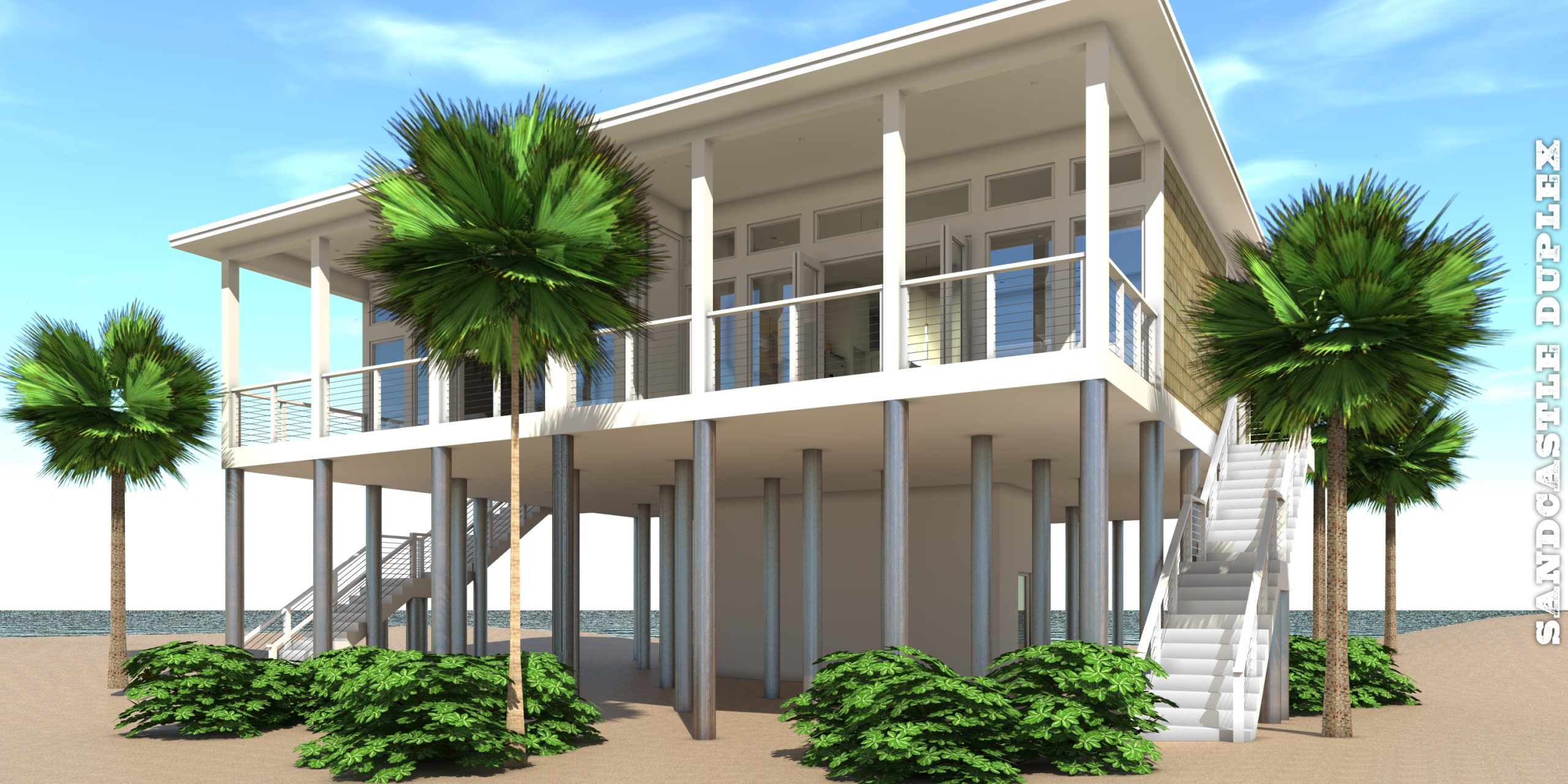 Sand Castle Duplex The Modern Beach Duplex By Tyree House Plans