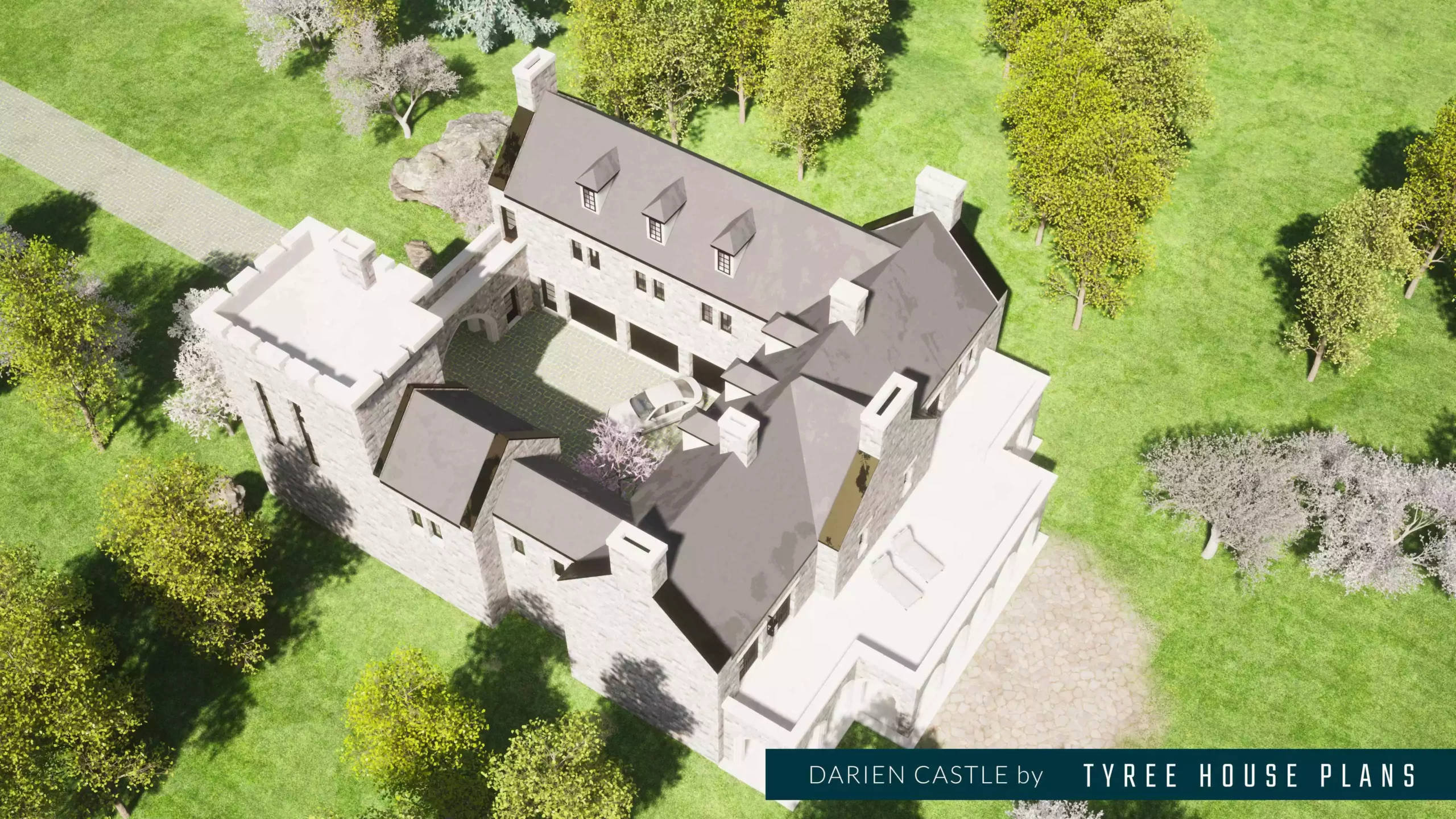 View from above. Darien Castle by Tyree House Plans.
