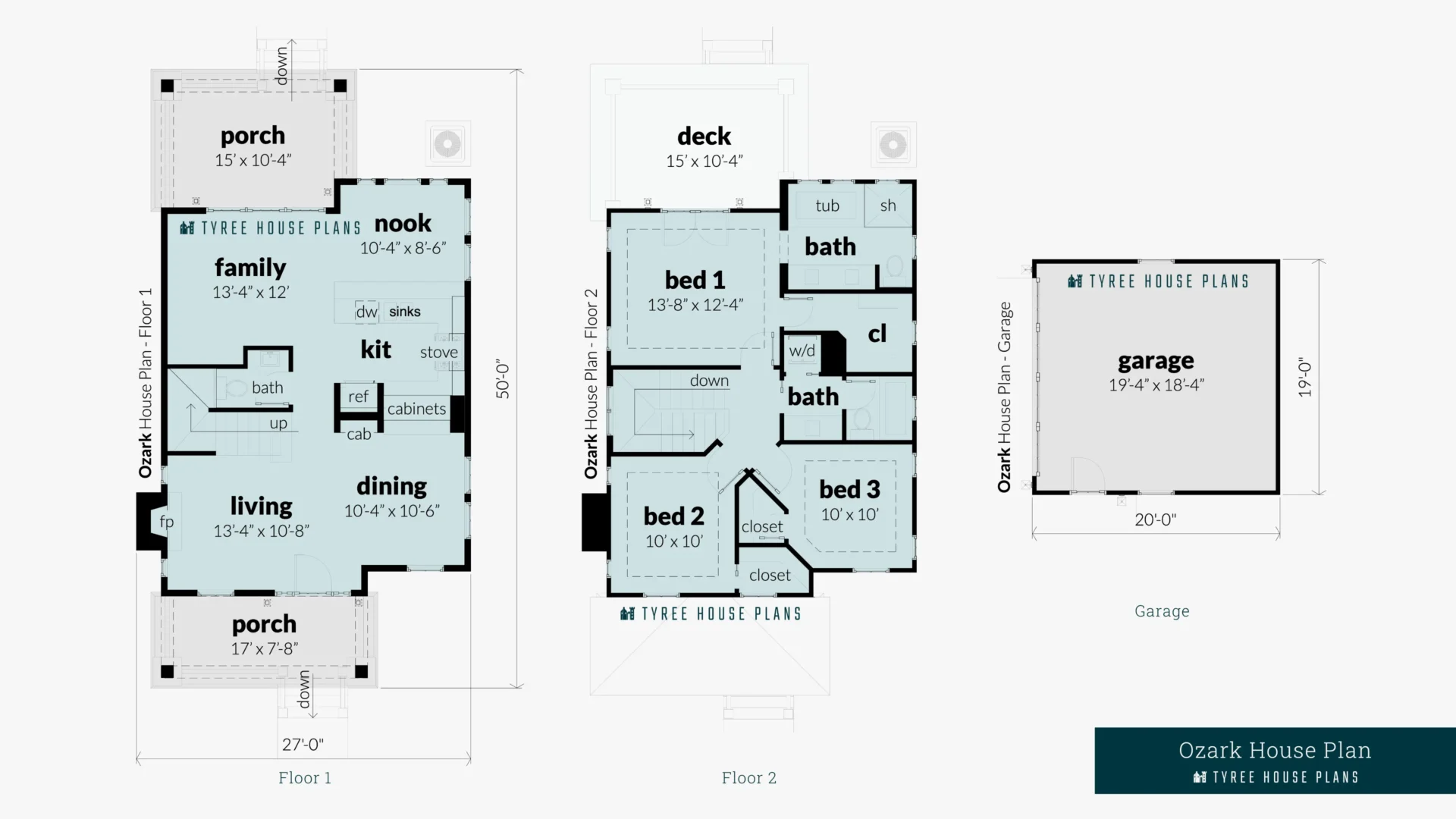 Ozark House Plan Floor Artwork by Tyree House Plans