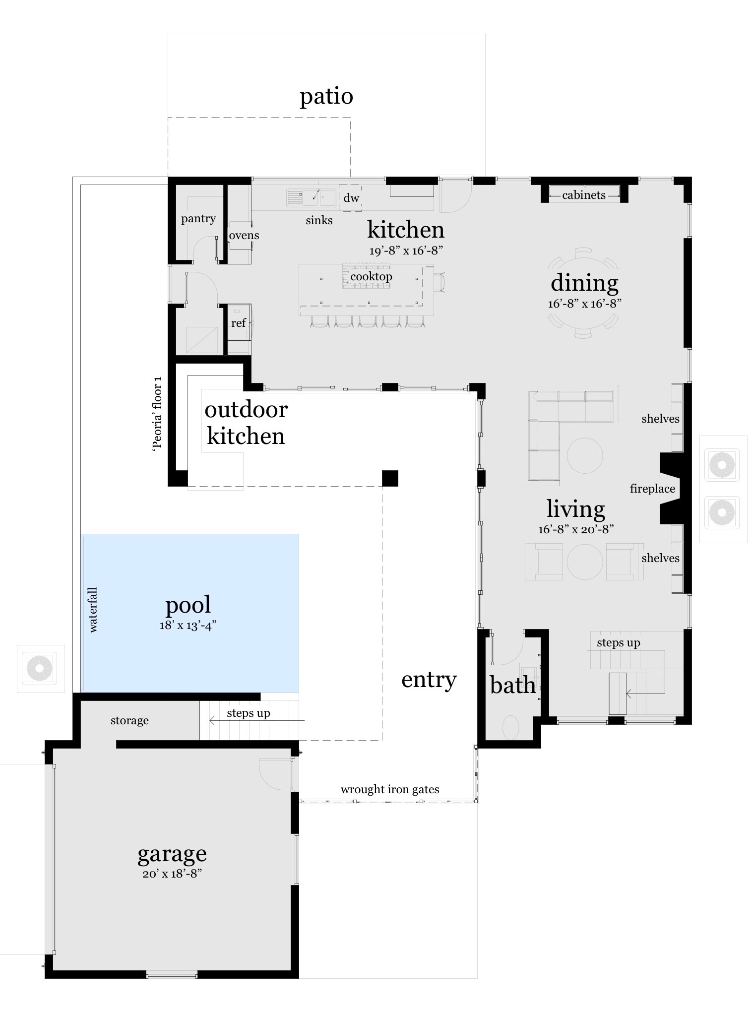 Floor 1. Peoria by Tyree House Plans.