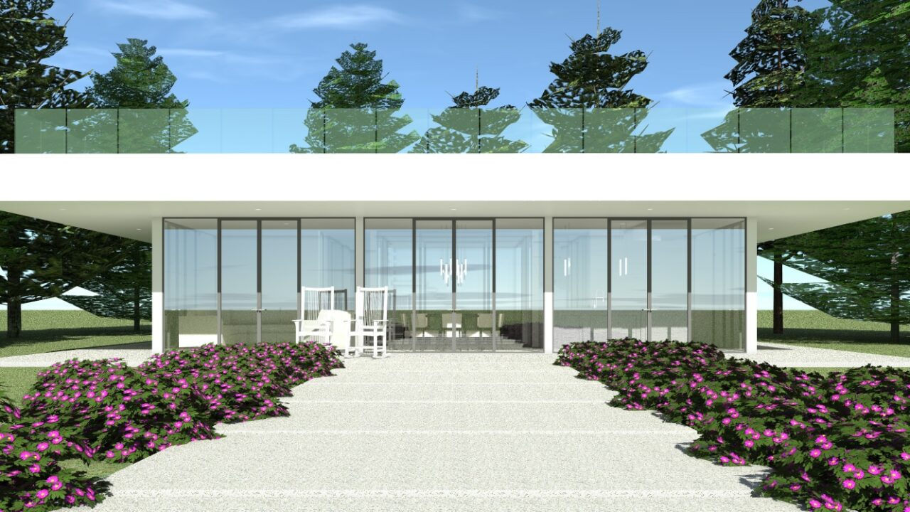 Front view. Pavilion by Tyree House Plans.