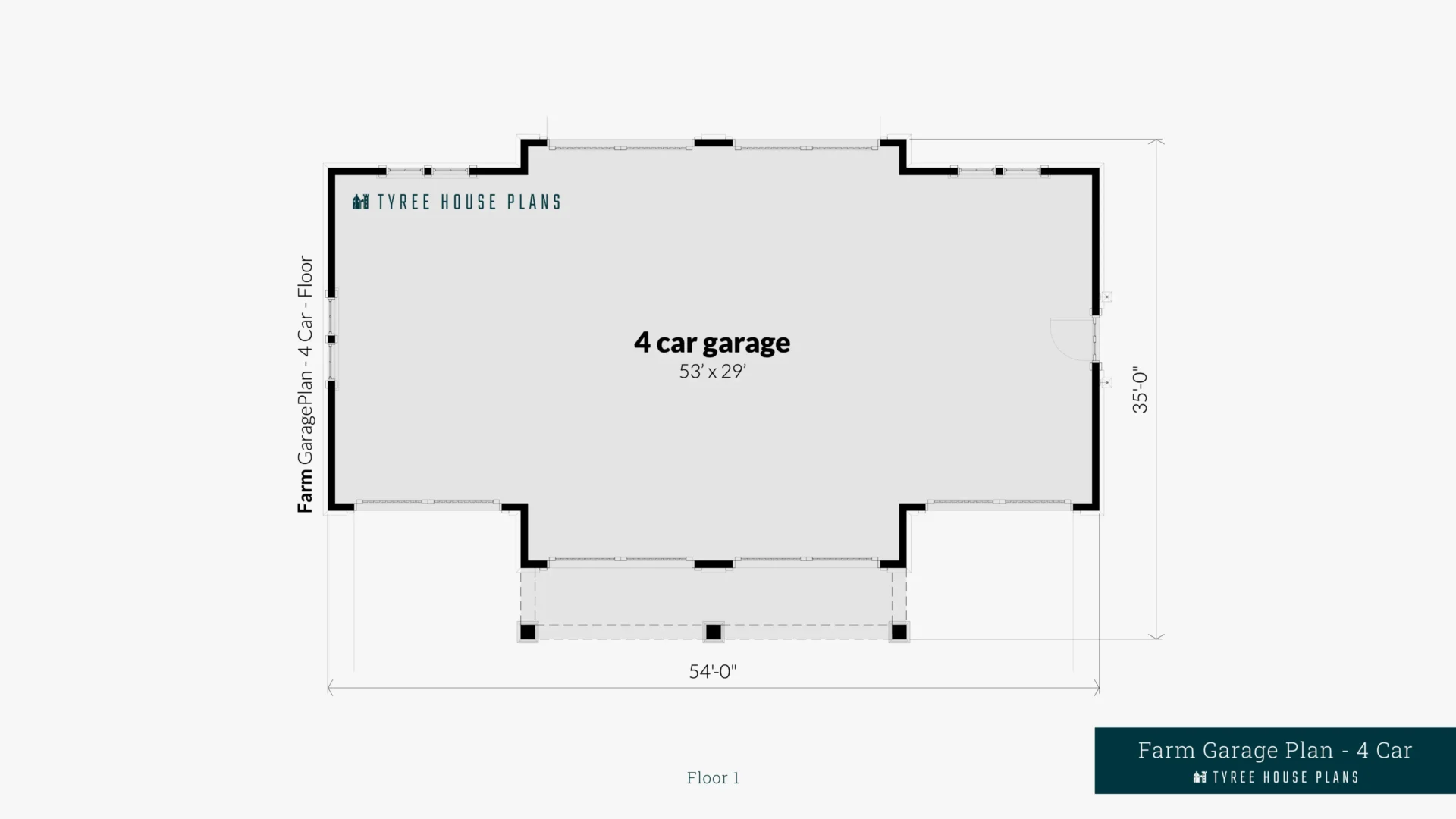 Farm Garage Plan - 4 Car - Floor Artwork by Tyree House Plans