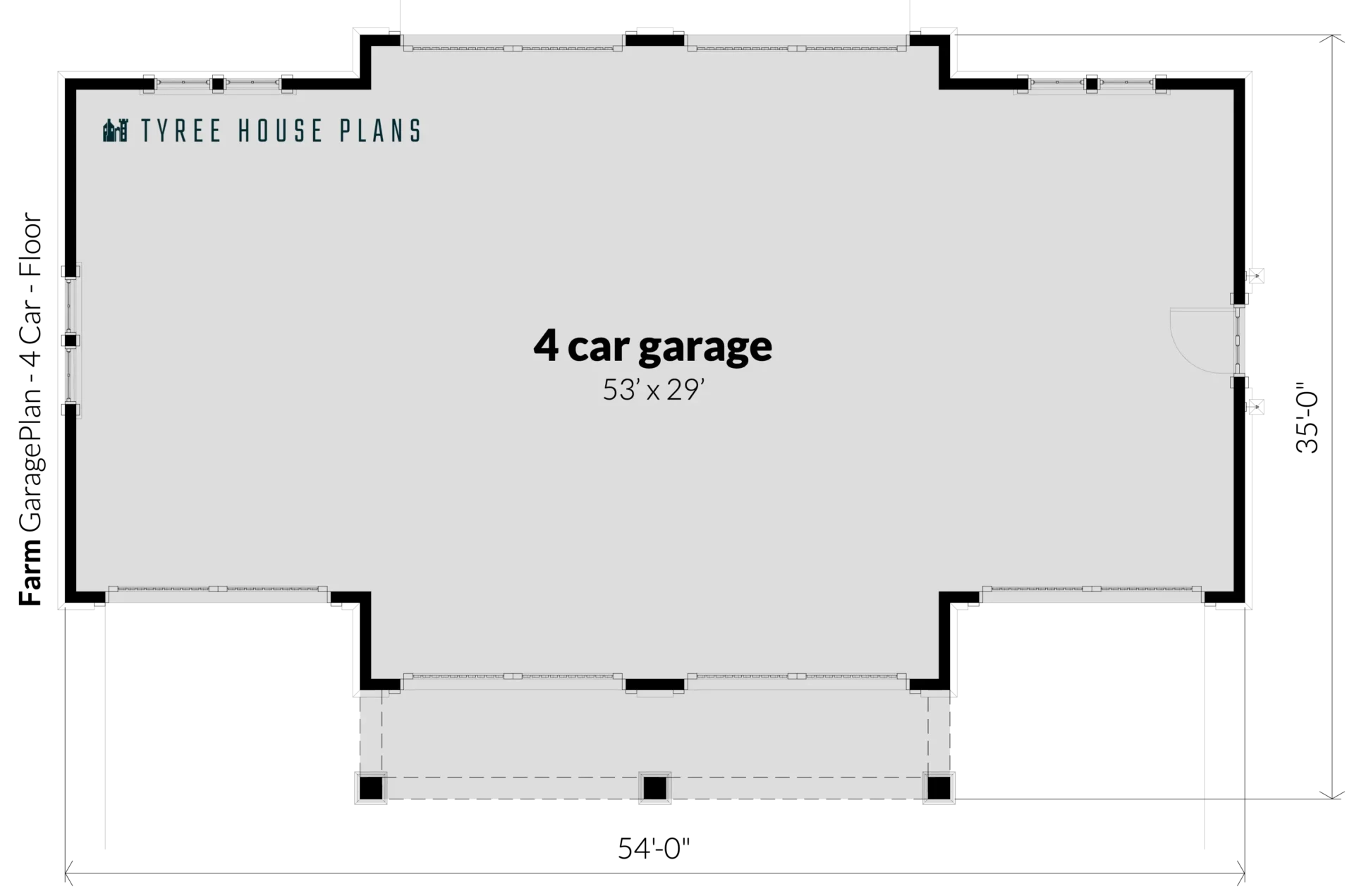 Floor - Farm Garage Plan - 4 Car by Tyree House Plans_1