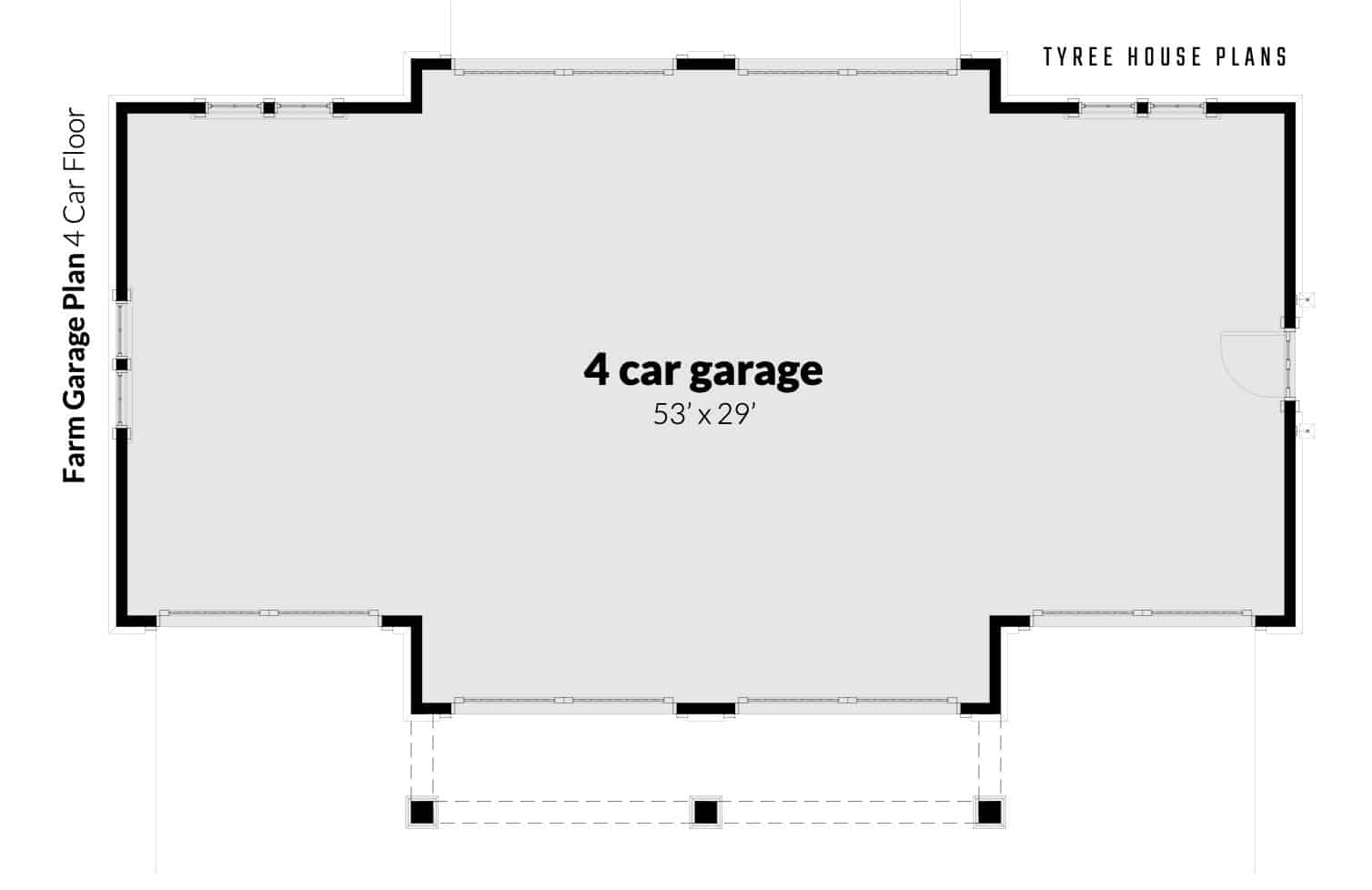 Floor Plan - Farm Garage Plan - 4 Car by Tyree House Plans